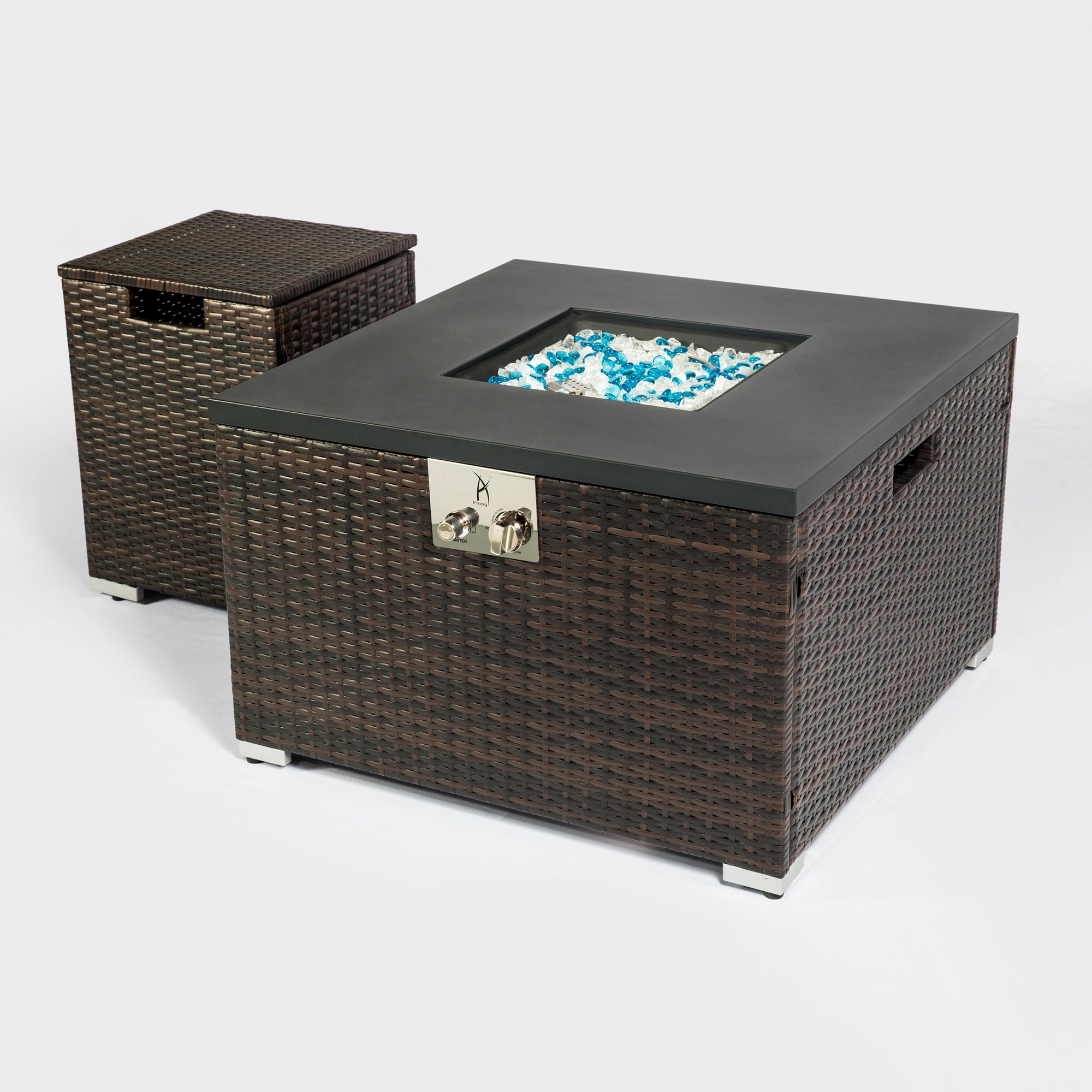 Square Steel Tabletop Outdoor Fire Pit Table with Lid