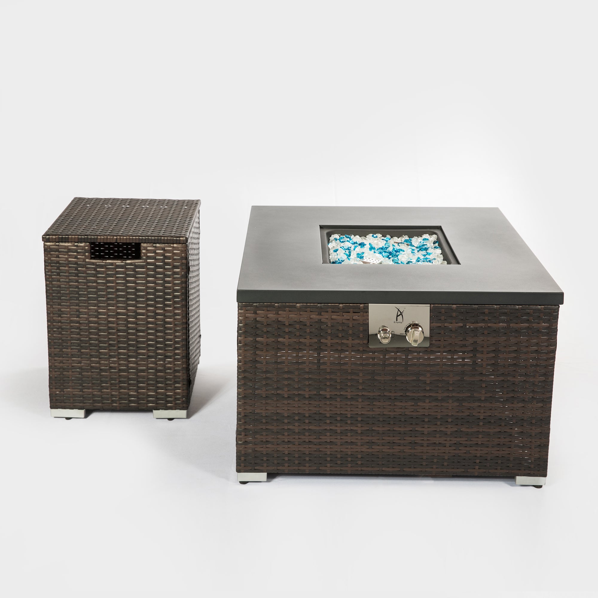 Square Steel Tabletop Outdoor Fire Pit Table with Lid