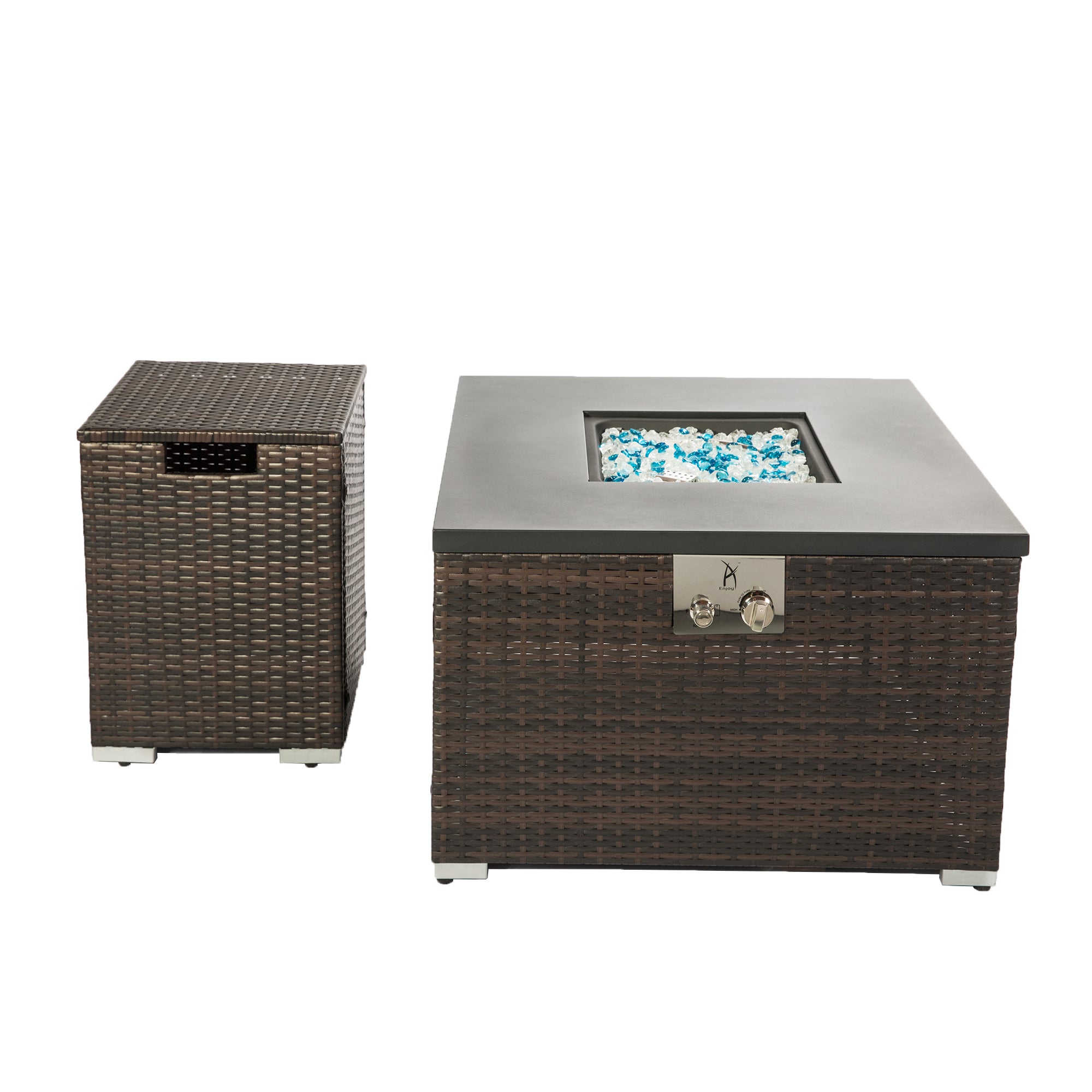 Square Steel Tabletop Outdoor Fire Pit Table with Lid