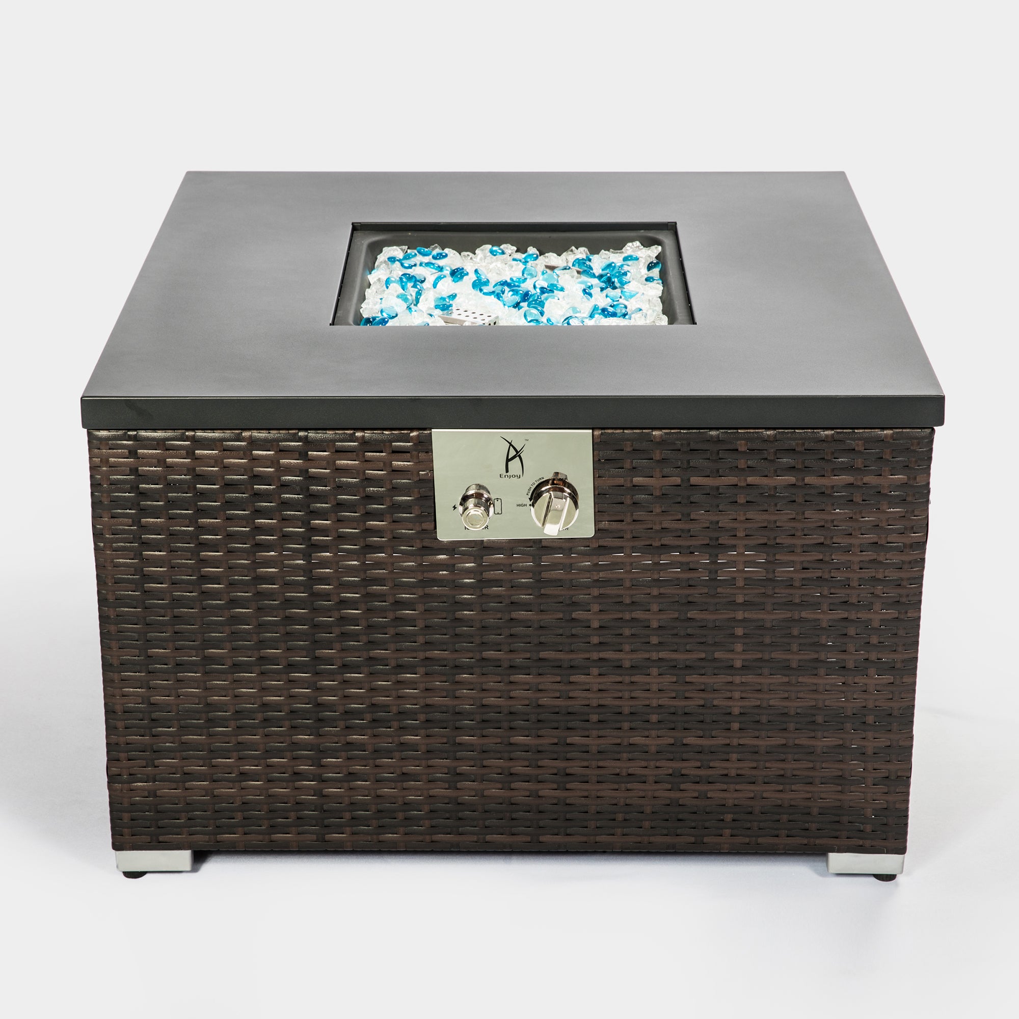 Square Steel Tabletop Outdoor Fire Pit Table with Lid
