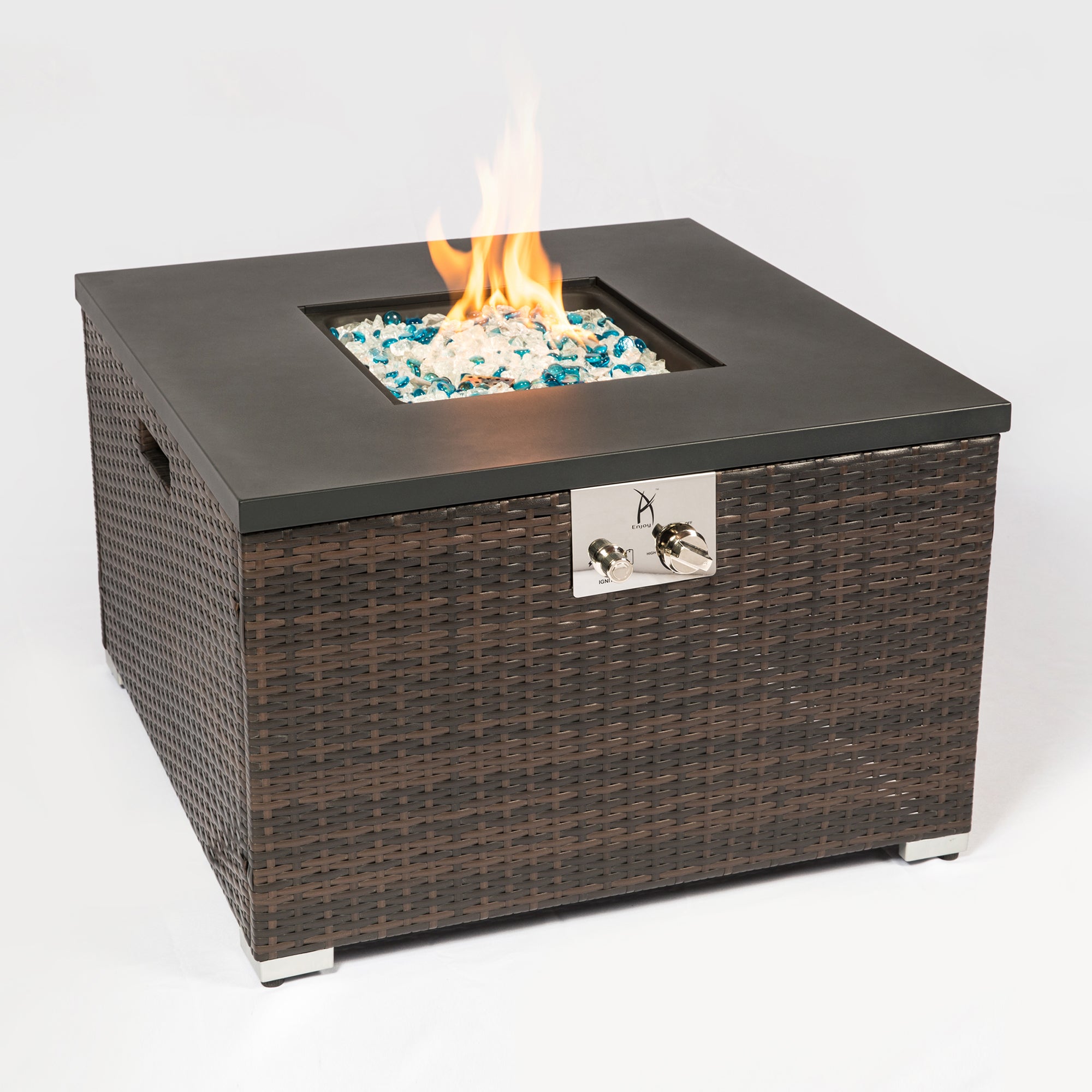 Square Steel Tabletop Outdoor Fire Pit Table with Lid