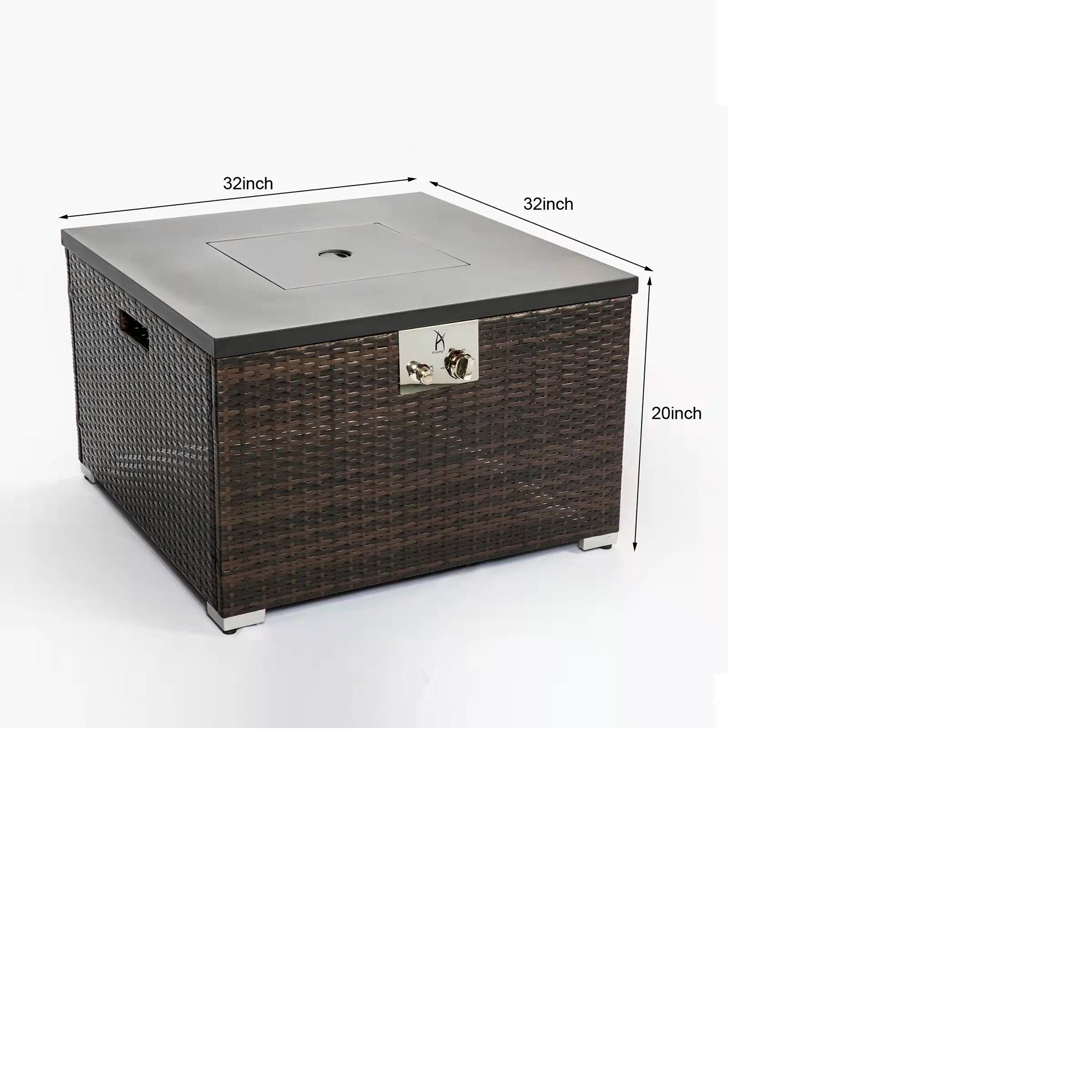 Square Steel Tabletop Outdoor Fire Pit Table with Lid