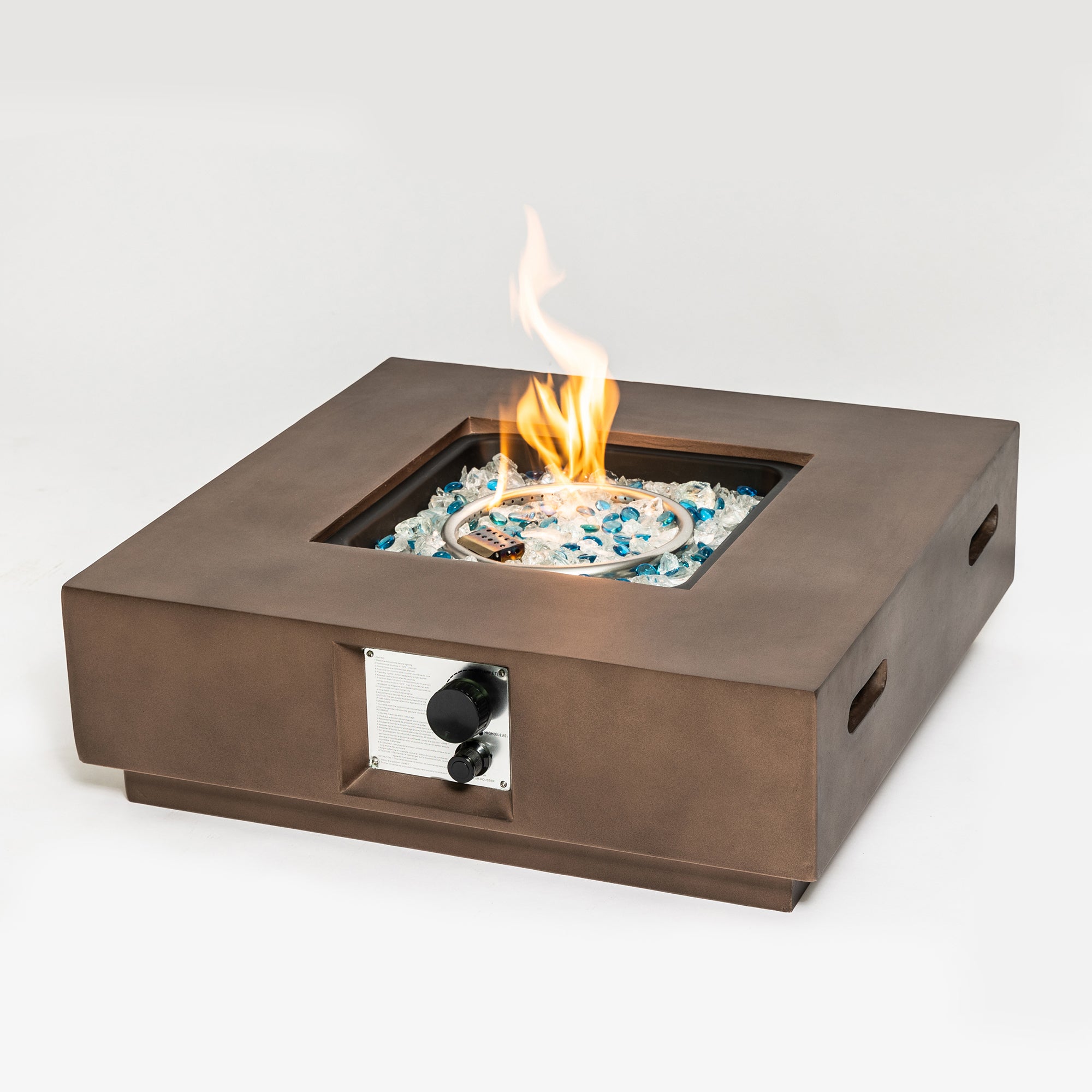 Square Concrete Outdoor Fire Pit Table with Rain Cover