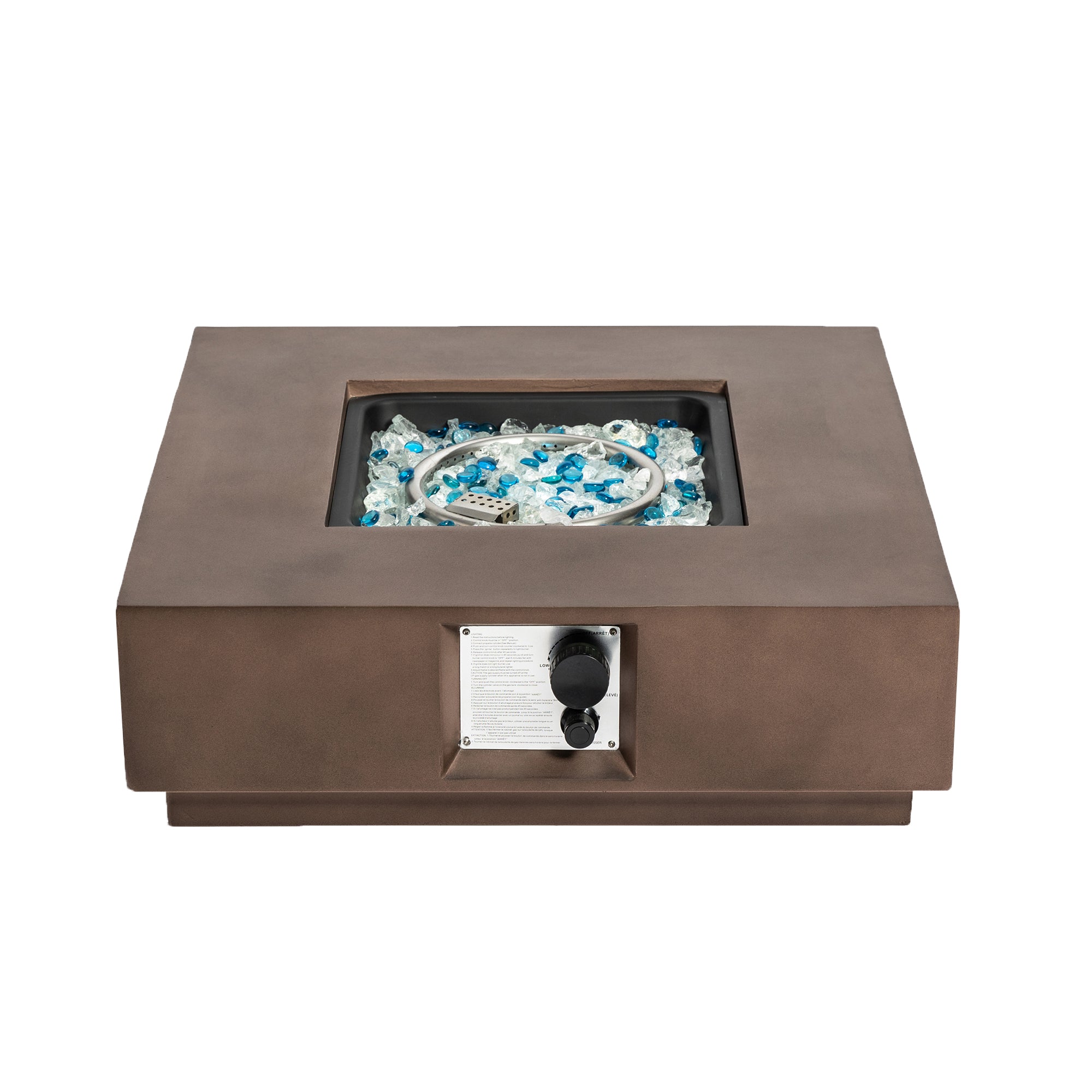 Square Concrete Outdoor Fire Pit Table with Rain Cover