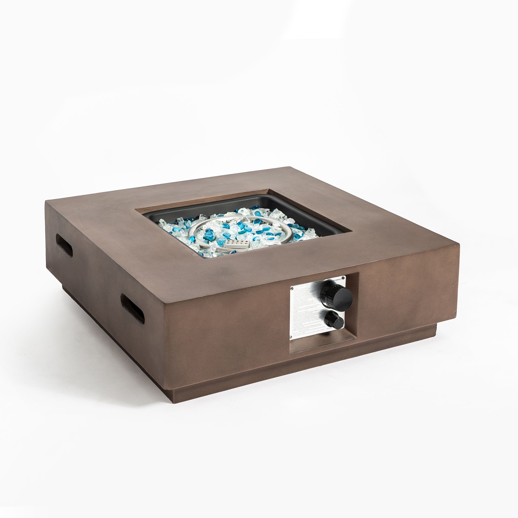 Square Concrete Outdoor Fire Pit Table with Rain Cover