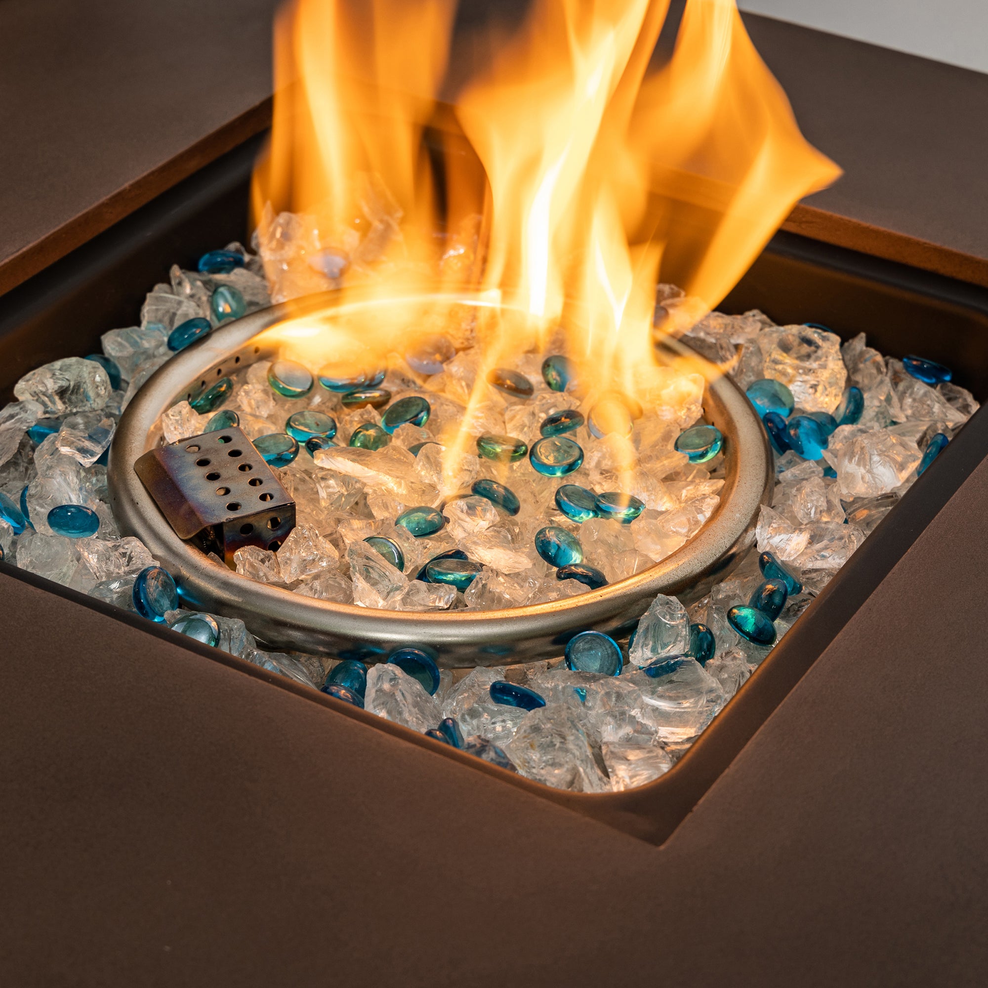 Square Concrete Outdoor Fire Pit Table with Rain Cover