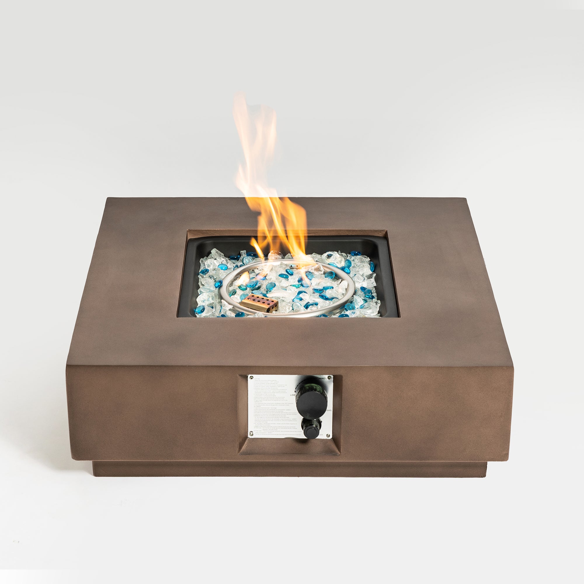 Square Concrete Outdoor Fire Pit Table with Rain Cover