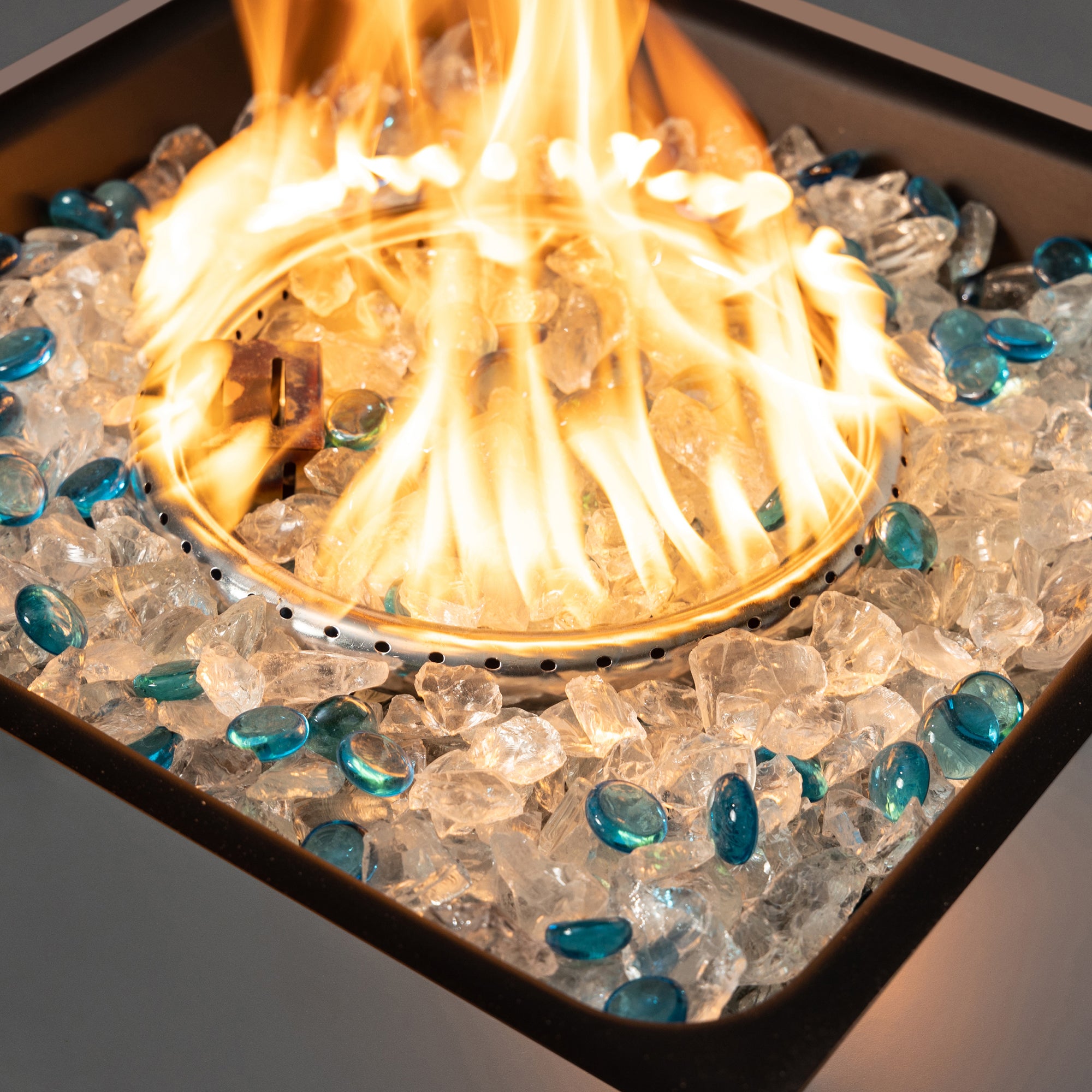 Square Concrete Outdoor Fire Pit Table with Rain Cover