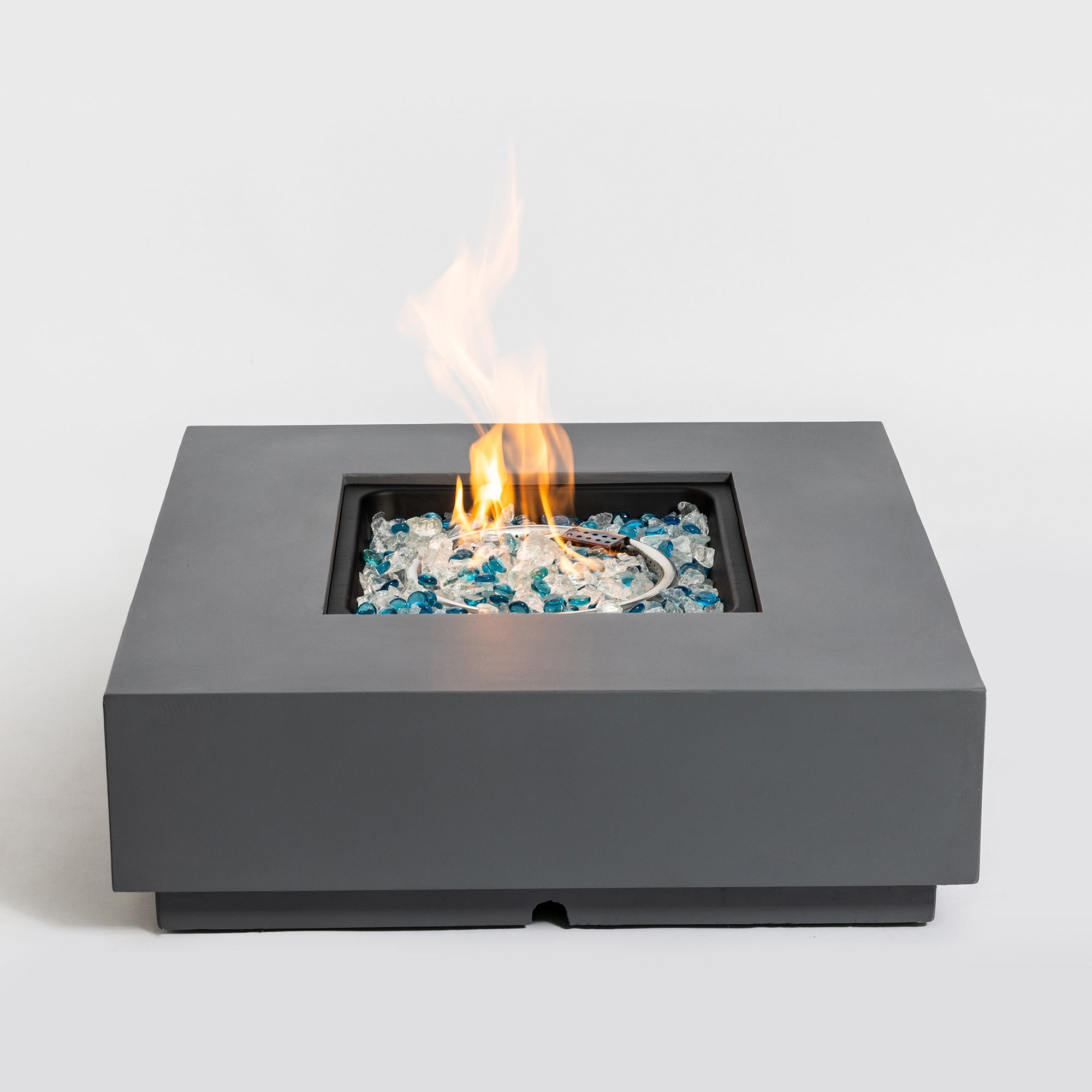 Square Concrete Outdoor Fire Pit Table with Rain Cover