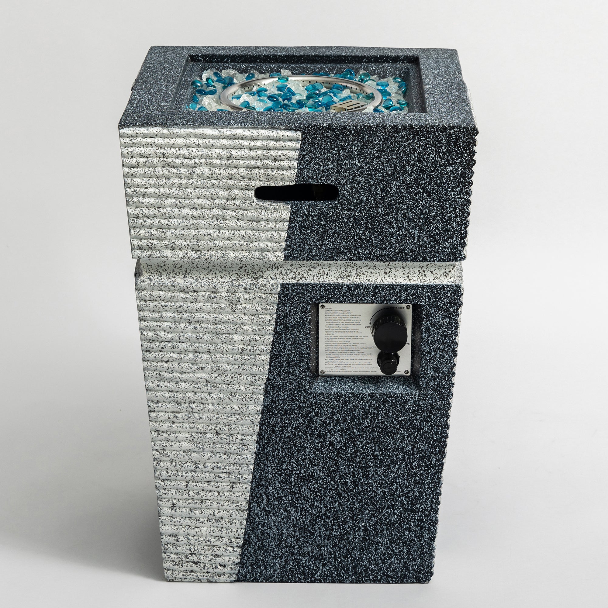 Square Concrete Outdoor Fire Pit with Rain Cover
