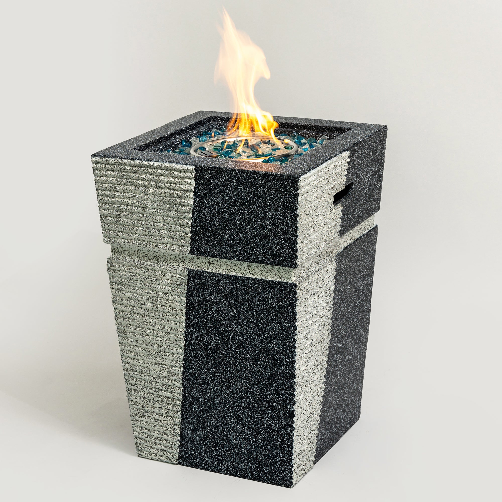 Square Concrete Outdoor Fire Pit with Rain Cover