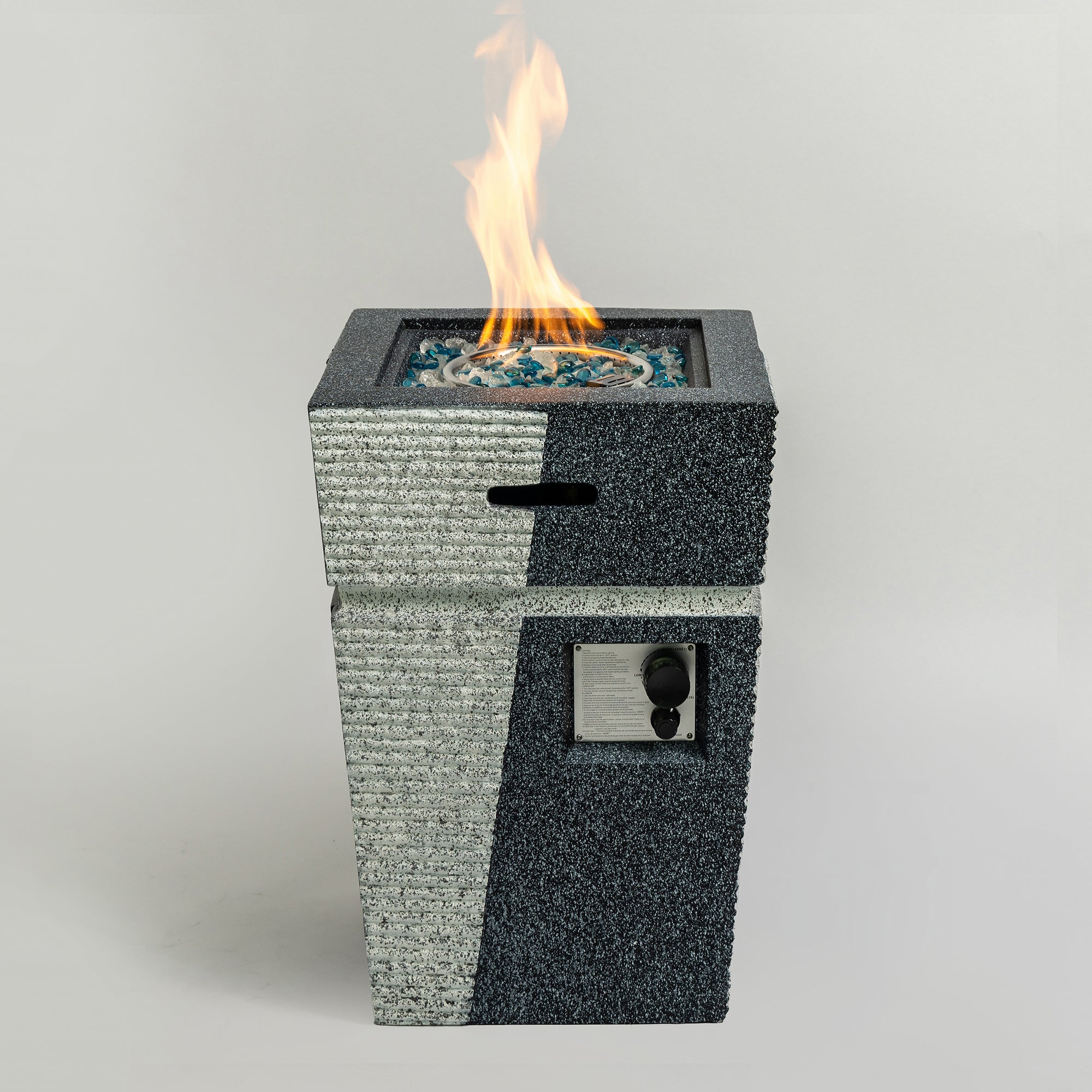 Square Concrete Outdoor Fire Pit with Rain Cover