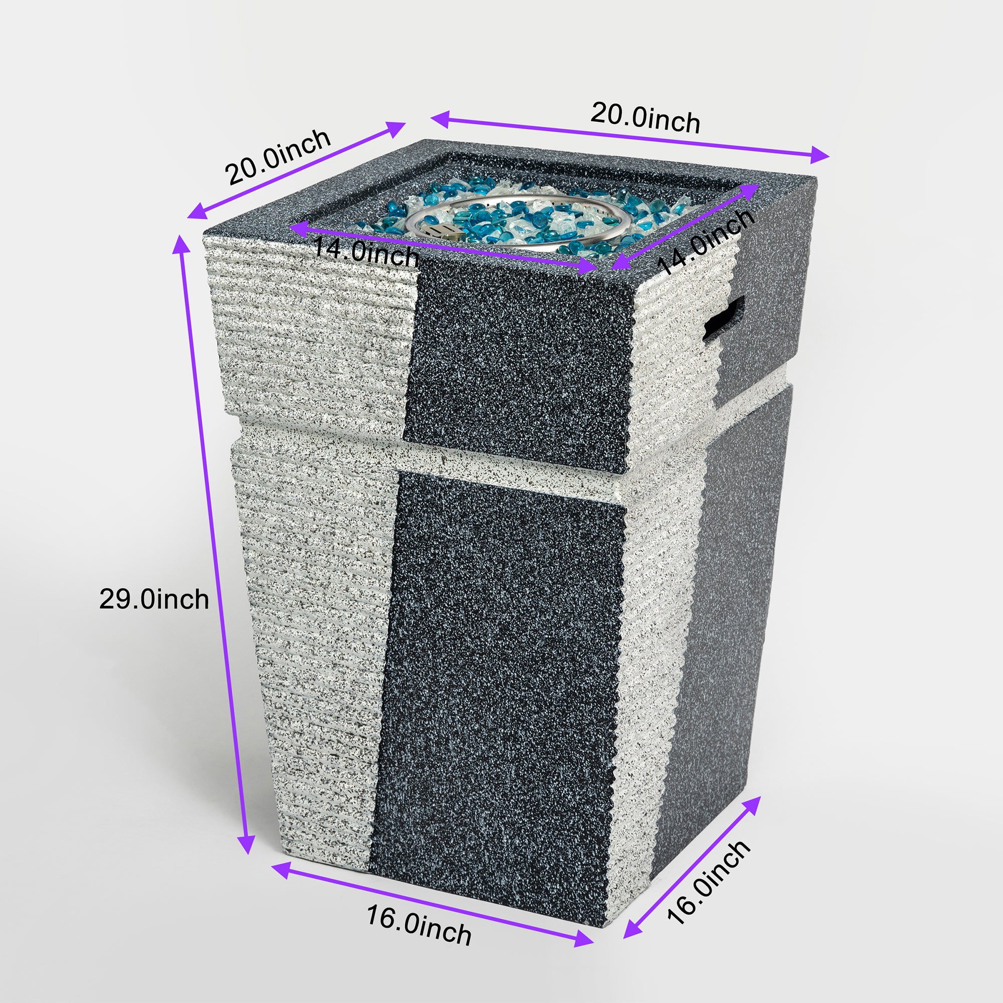 Square Concrete Outdoor Fire Pit with Rain Cover