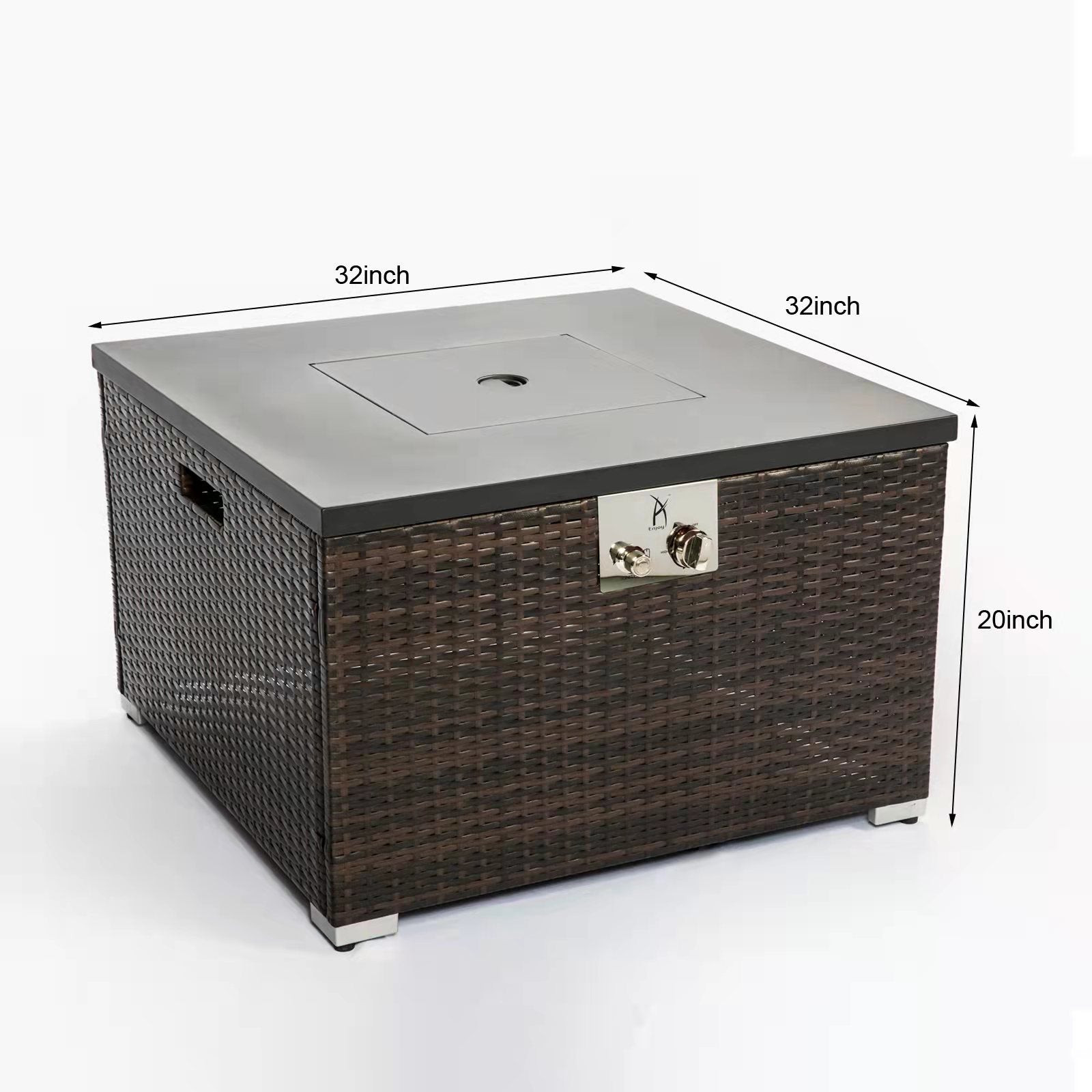 Square Steel Tabletop Outdoor Fire Pit Table with Lid
