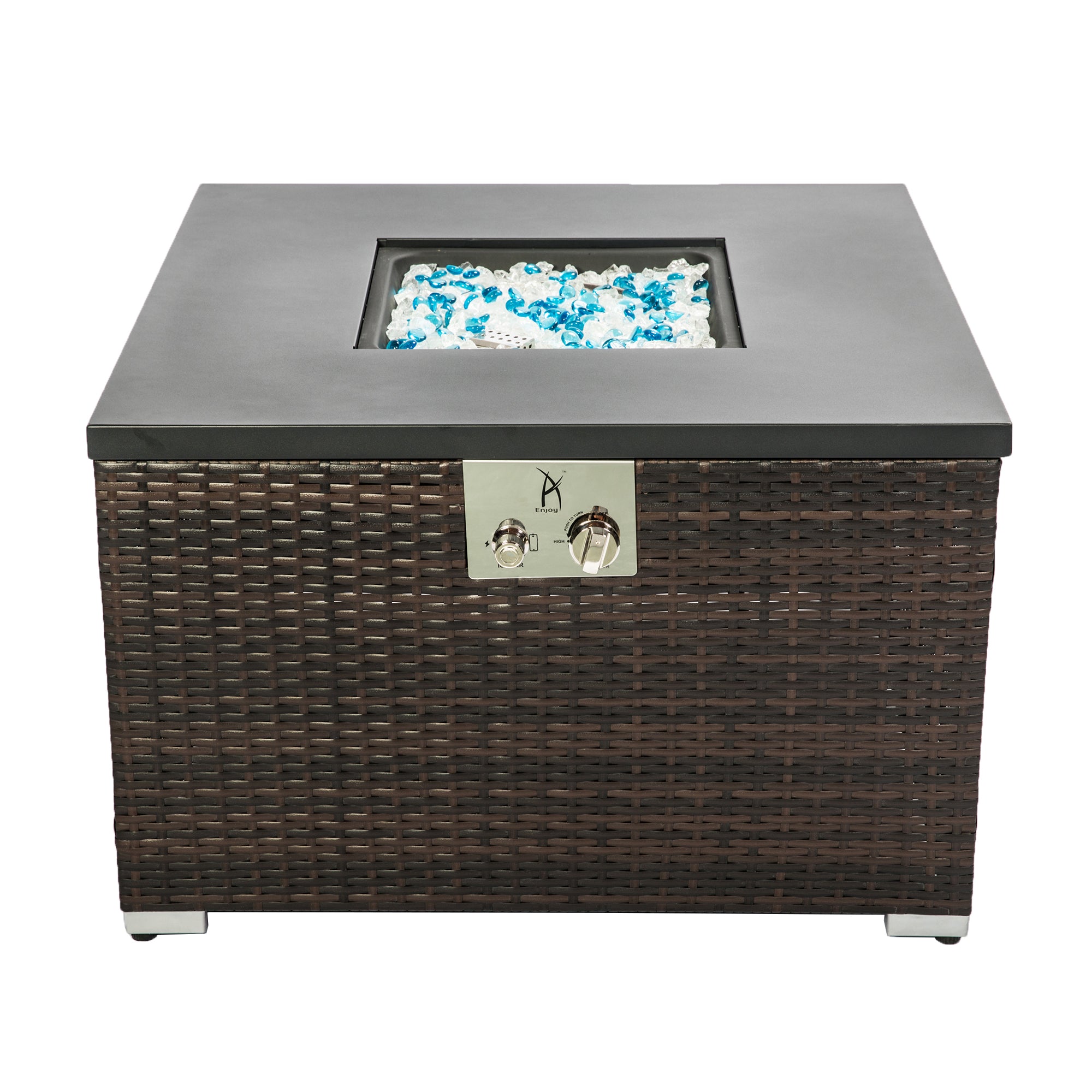 Square Steel Tabletop Outdoor Fire Pit Table with Lid