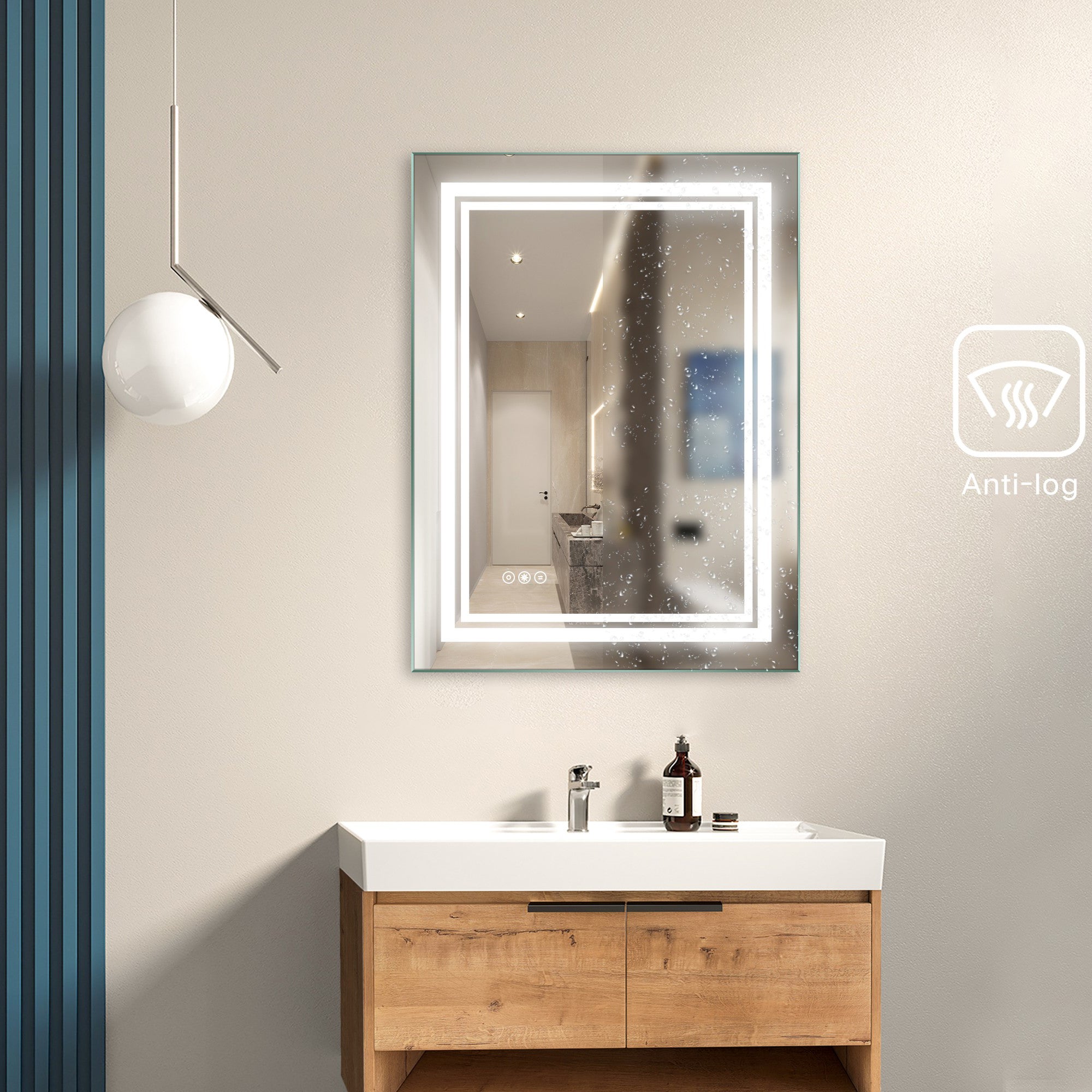 24 inch Rectangular Touch Switch Wall Mounted LED Bathroom Mirror