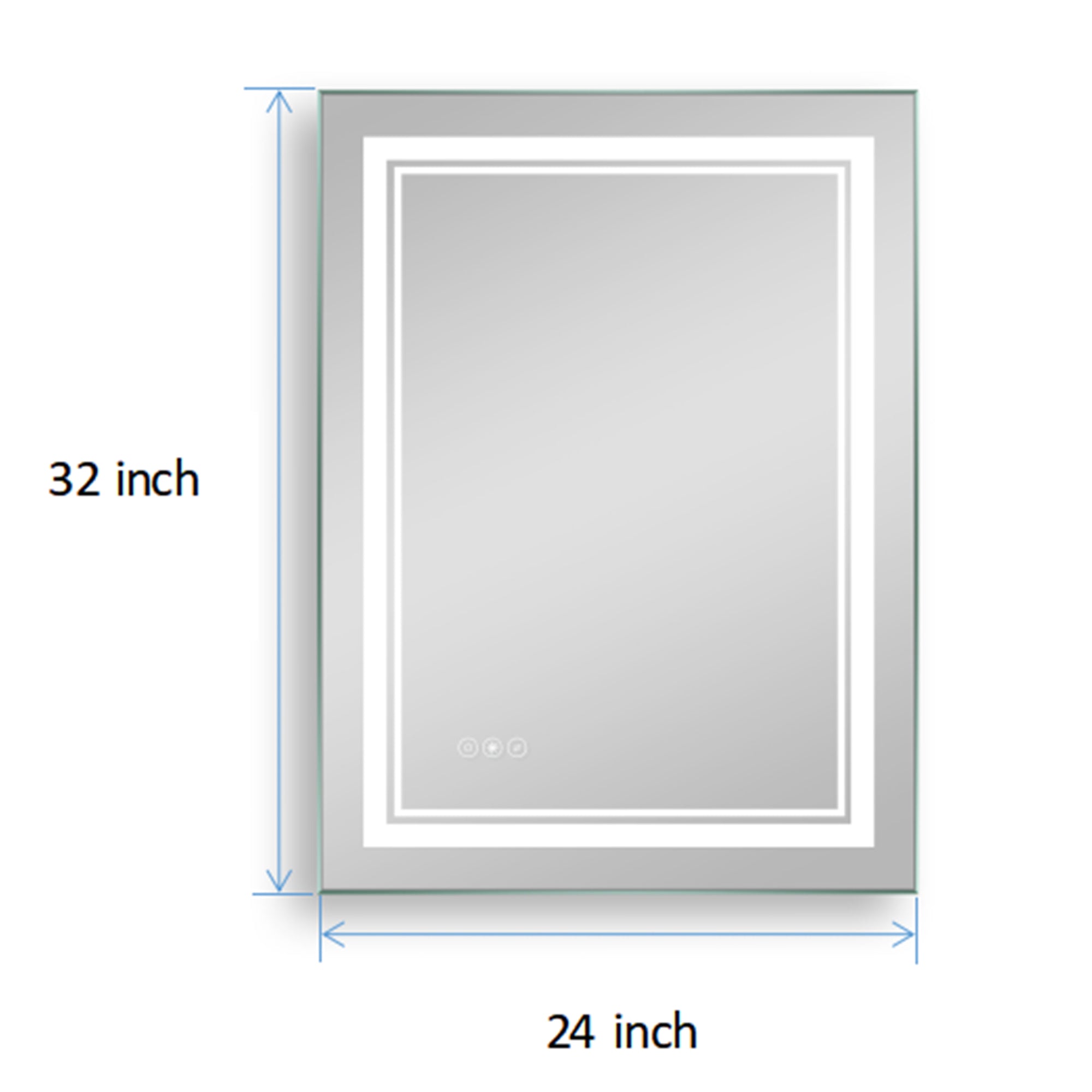 24 inch Rectangular Touch Switch Wall Mounted LED Bathroom Mirror