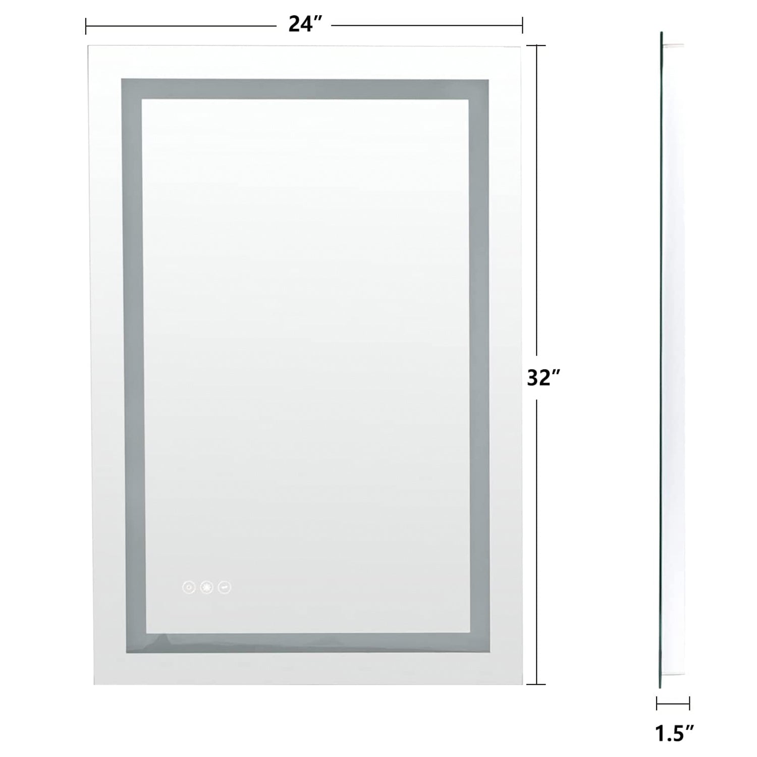 24 x 36 in. LED mirror 3-brightness and 3-colors anti-fog switch touch