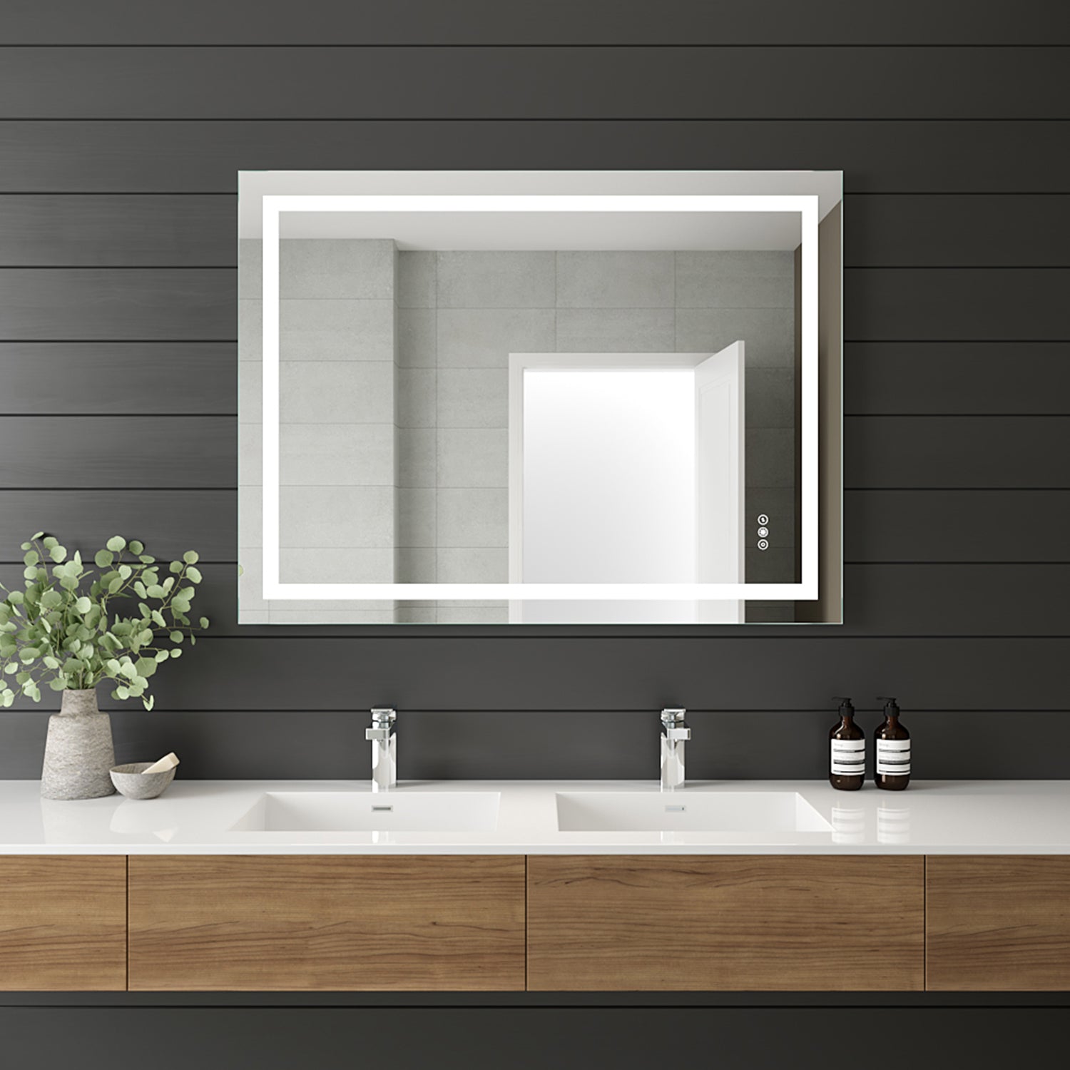 24 x 32 in. LED mirror 3-brightness and 3-colors anti-fog switch touch
