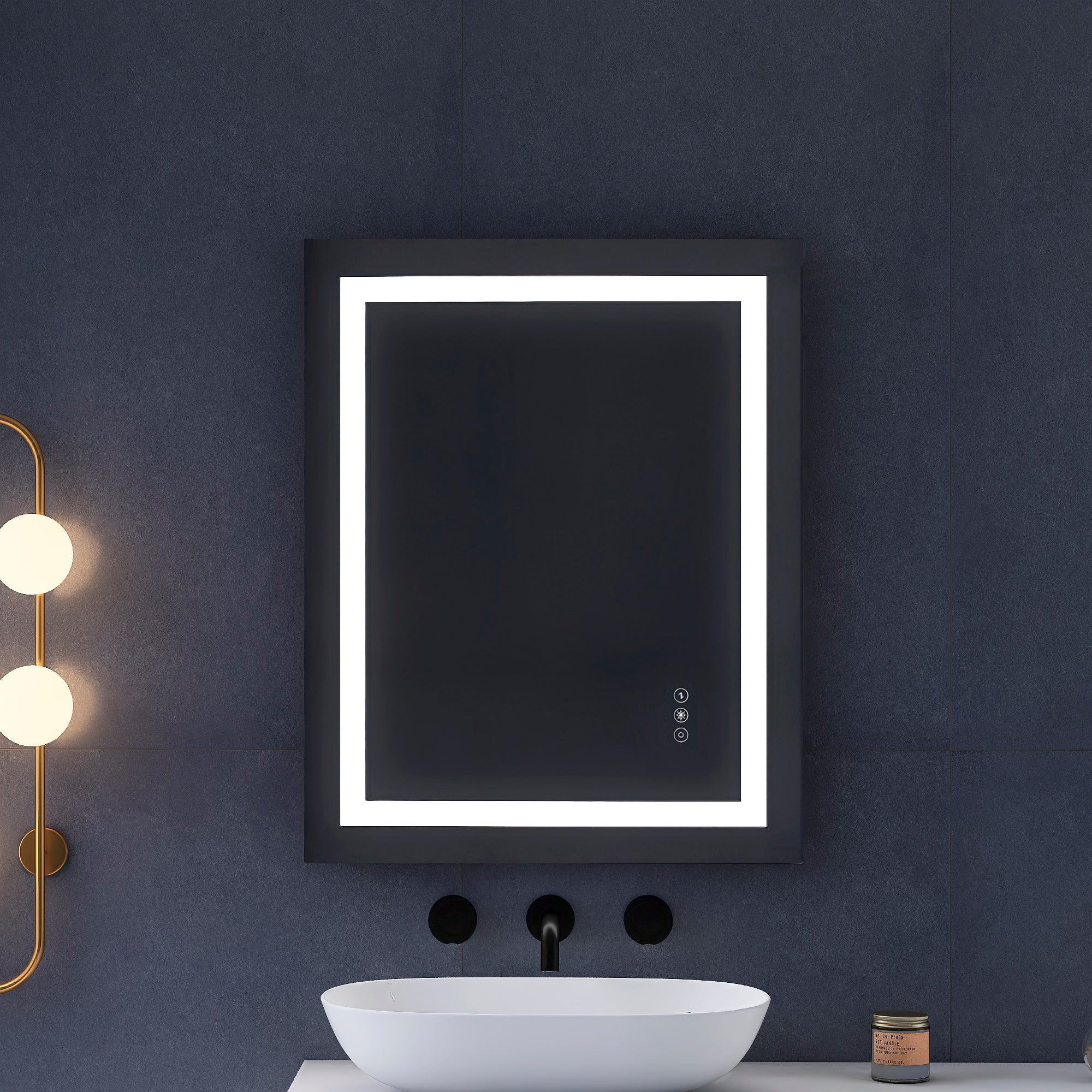 24 x 32 in. LED mirror 3-brightness and 3-colors anti-fog switch touch