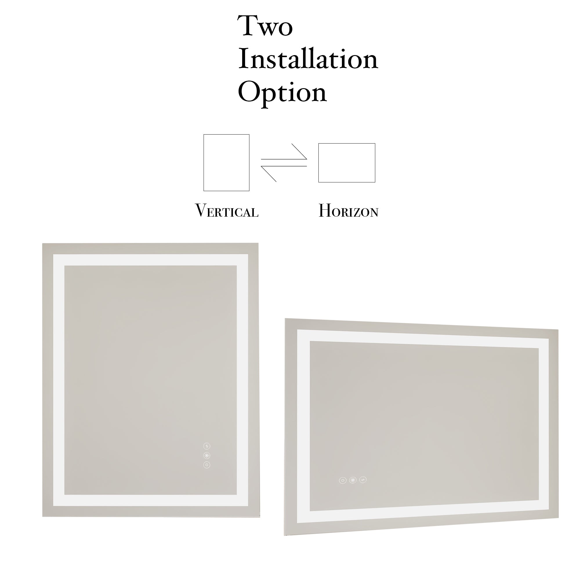 24 x 32 in. LED mirror 3-brightness and 3-colors anti-fog switch touch