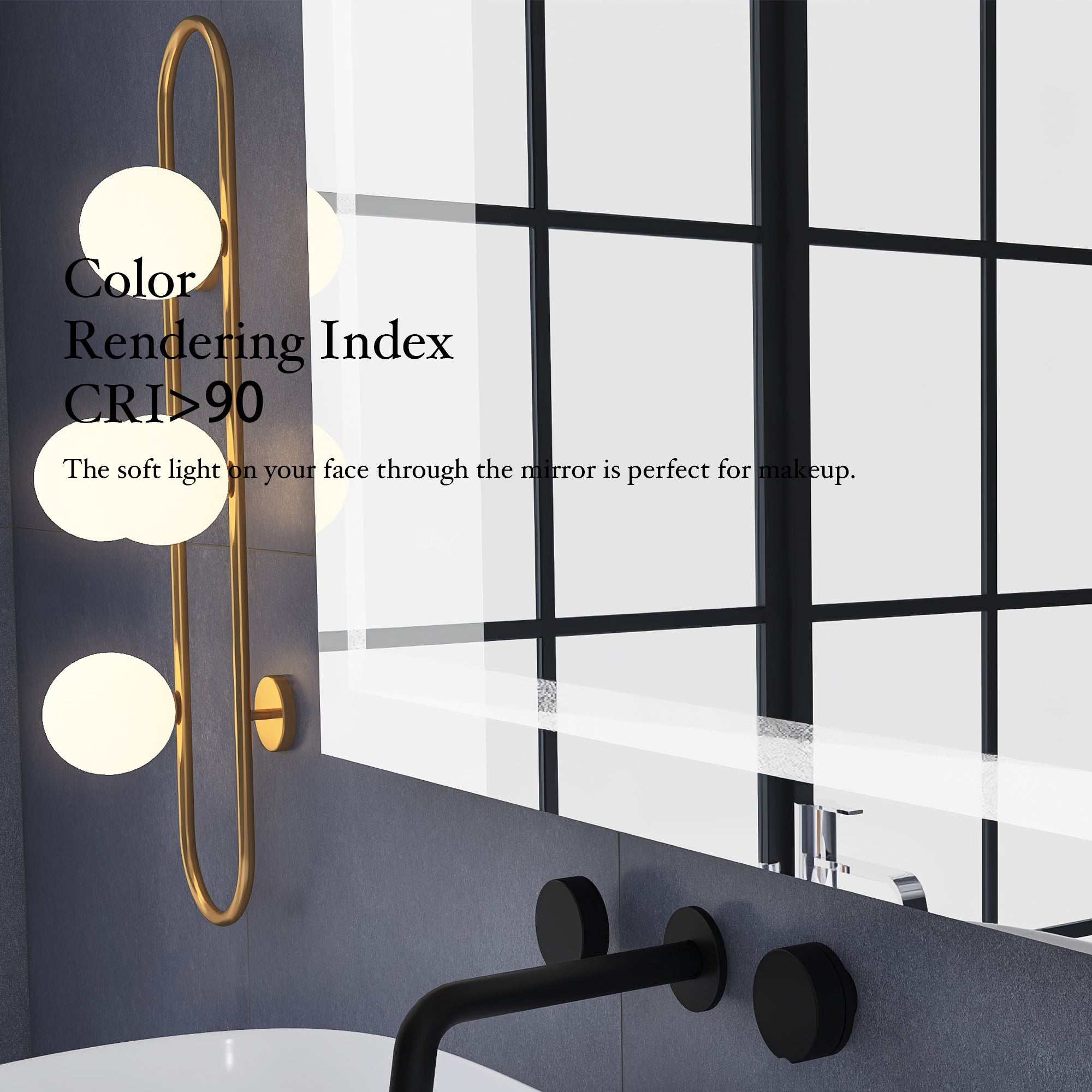 24 x 36 in. LED mirror 3-brightness and 3-colors anti-fog switch touch