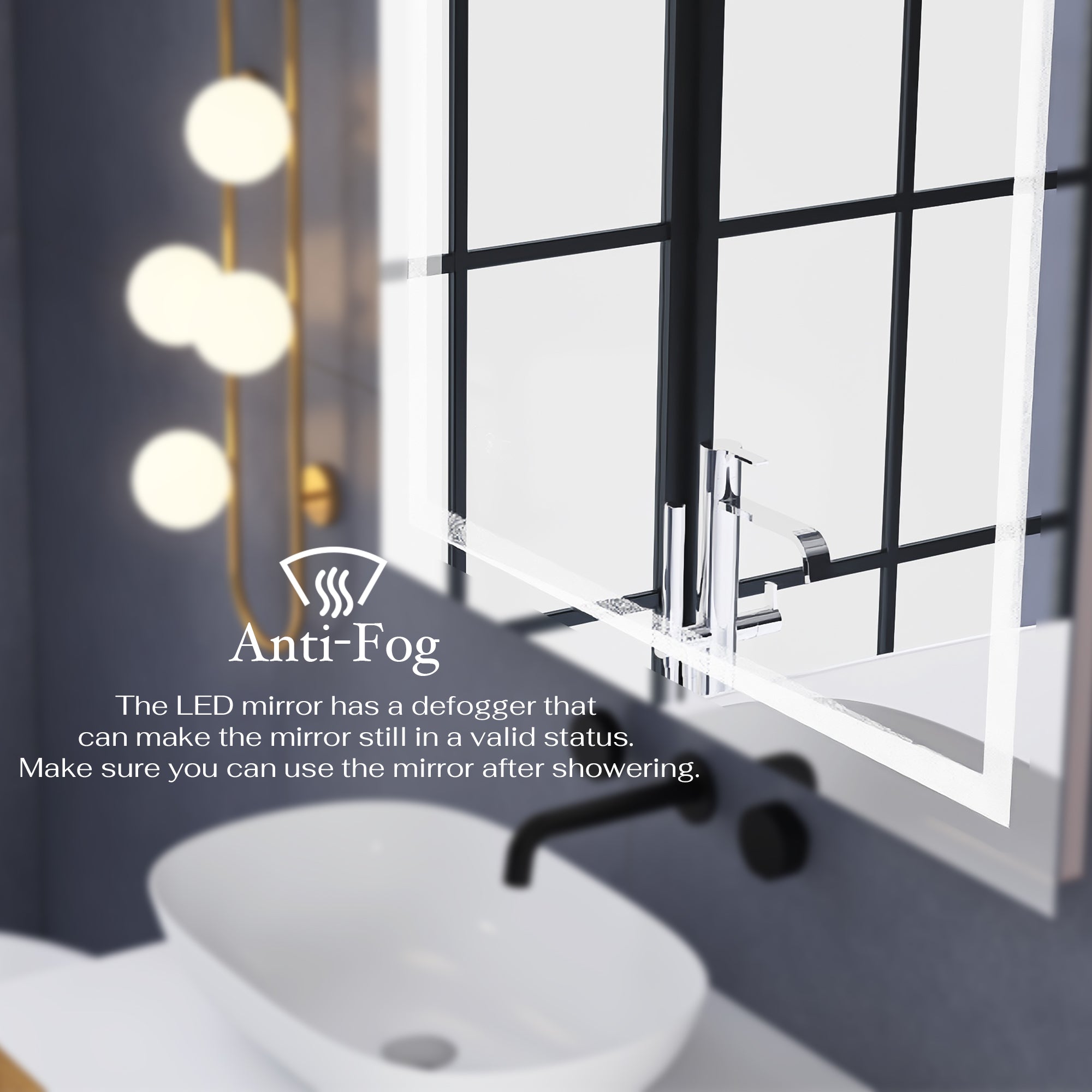 24 x 32 in. LED mirror 3-brightness and 3-colors anti-fog switch touch