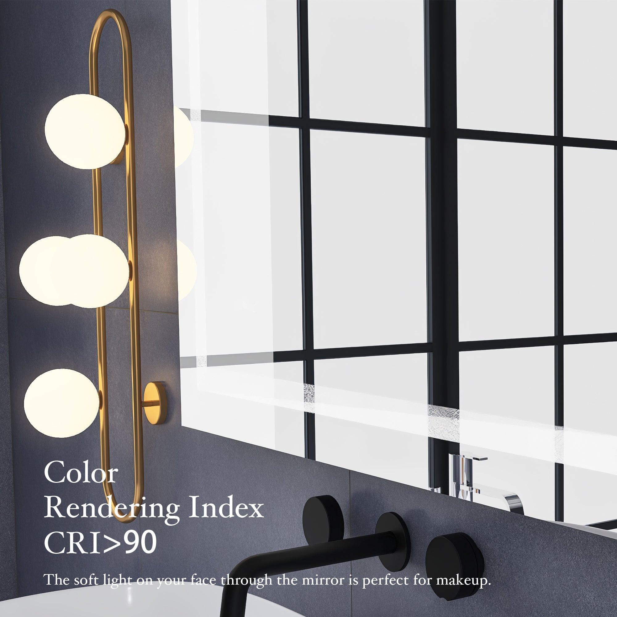 24 x 32 in. LED mirror 3-brightness and 3-colors anti-fog switch touch