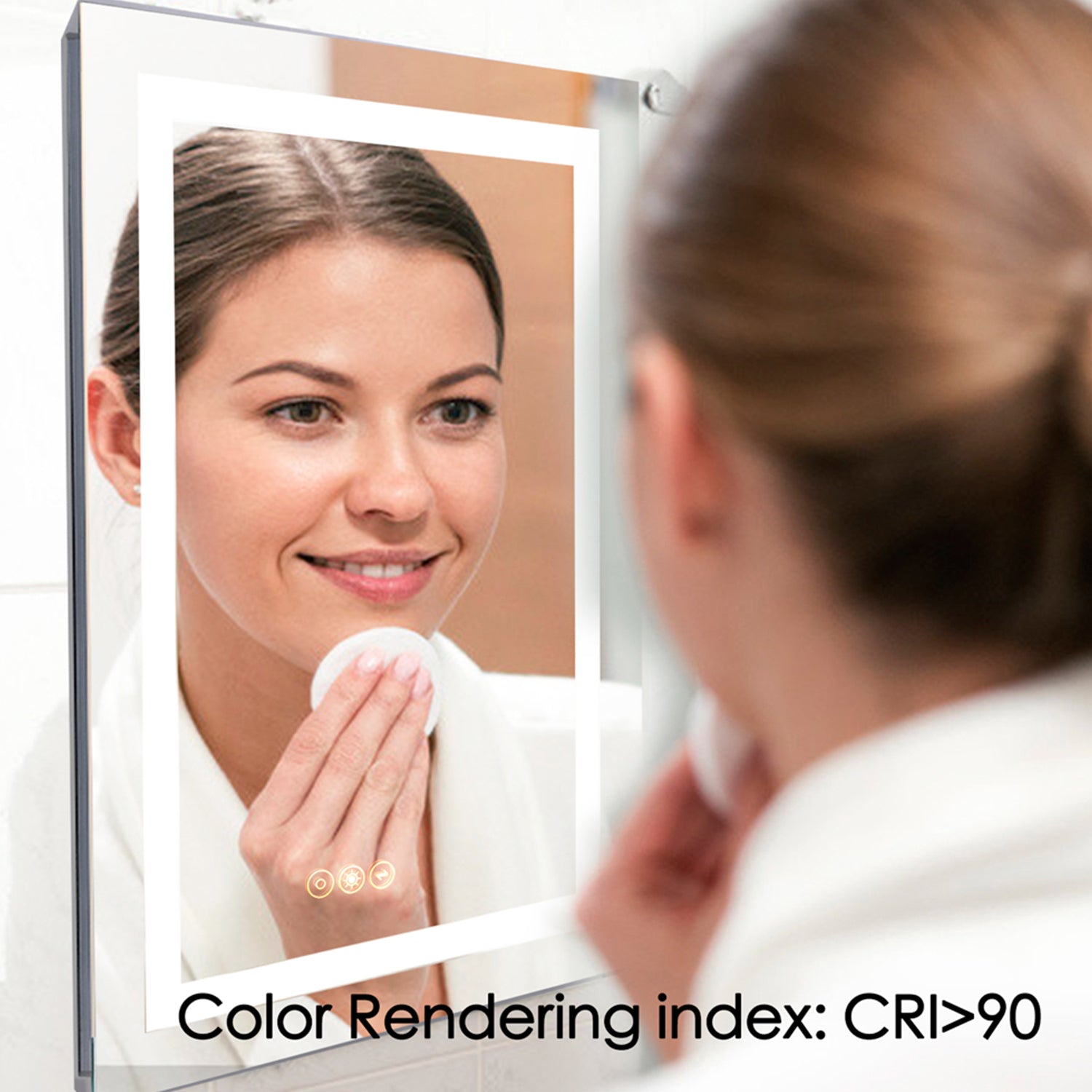 24 x 36 in. LED mirror 3-brightness and 3-colors anti-fog switch touch