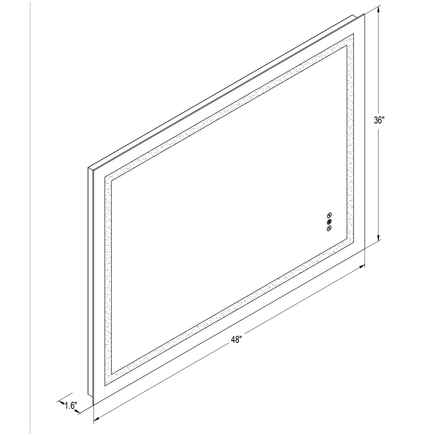 36 x 48 in. LED mirror 3-brightness and 3-colors anti-fog switch touch