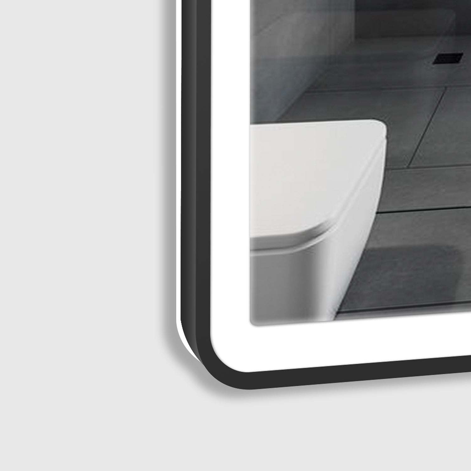 24 x 32 in. Black Frame LED Mirror Adjustable Brightness Switch Touch Bathroom