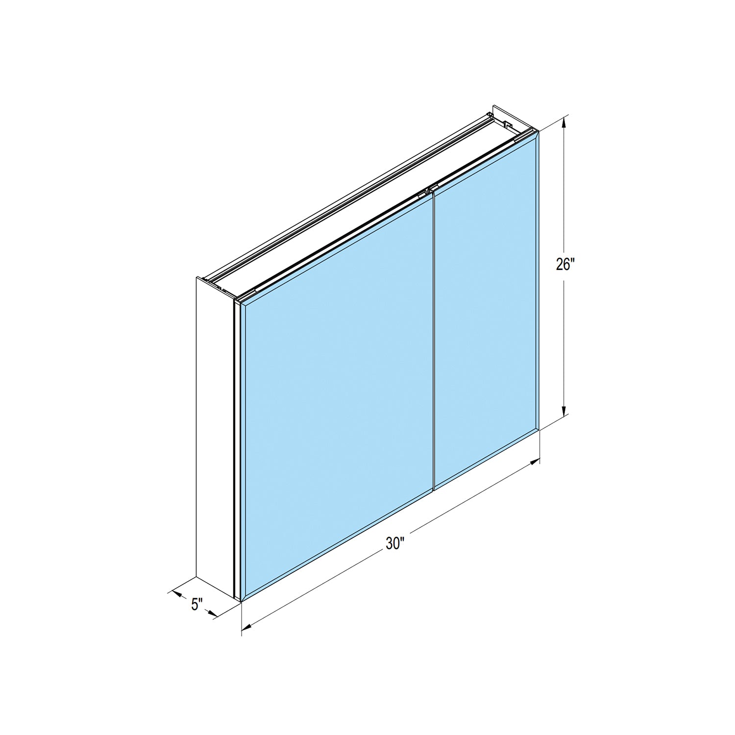 30 x 26 in. Rectangular Silver Aluminum Recessed/Surface Mount Medicine Cabinet with Mirror