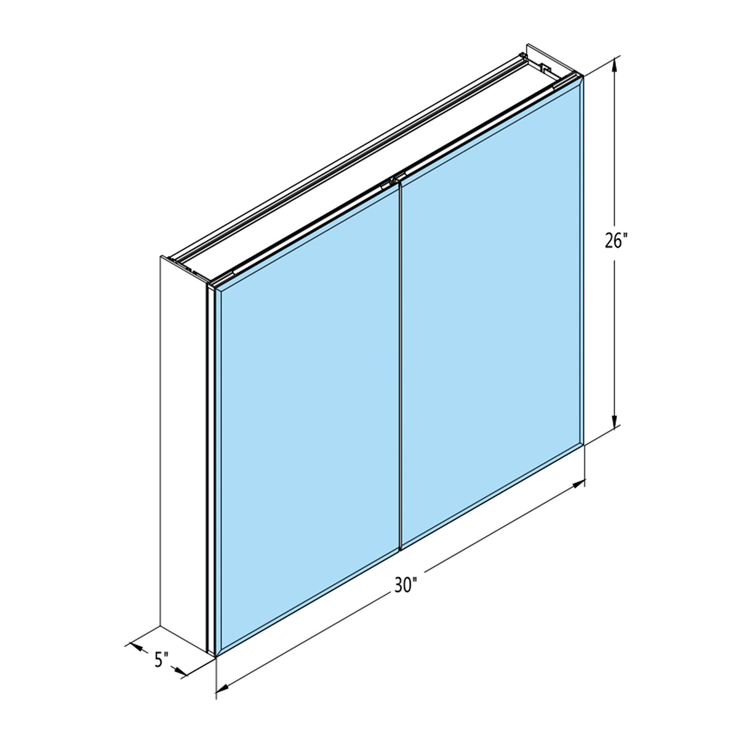 30 x 26 in. Rectangular Silver Aluminum Recessed/Surface Mount Medicine Cabinet with Mirror