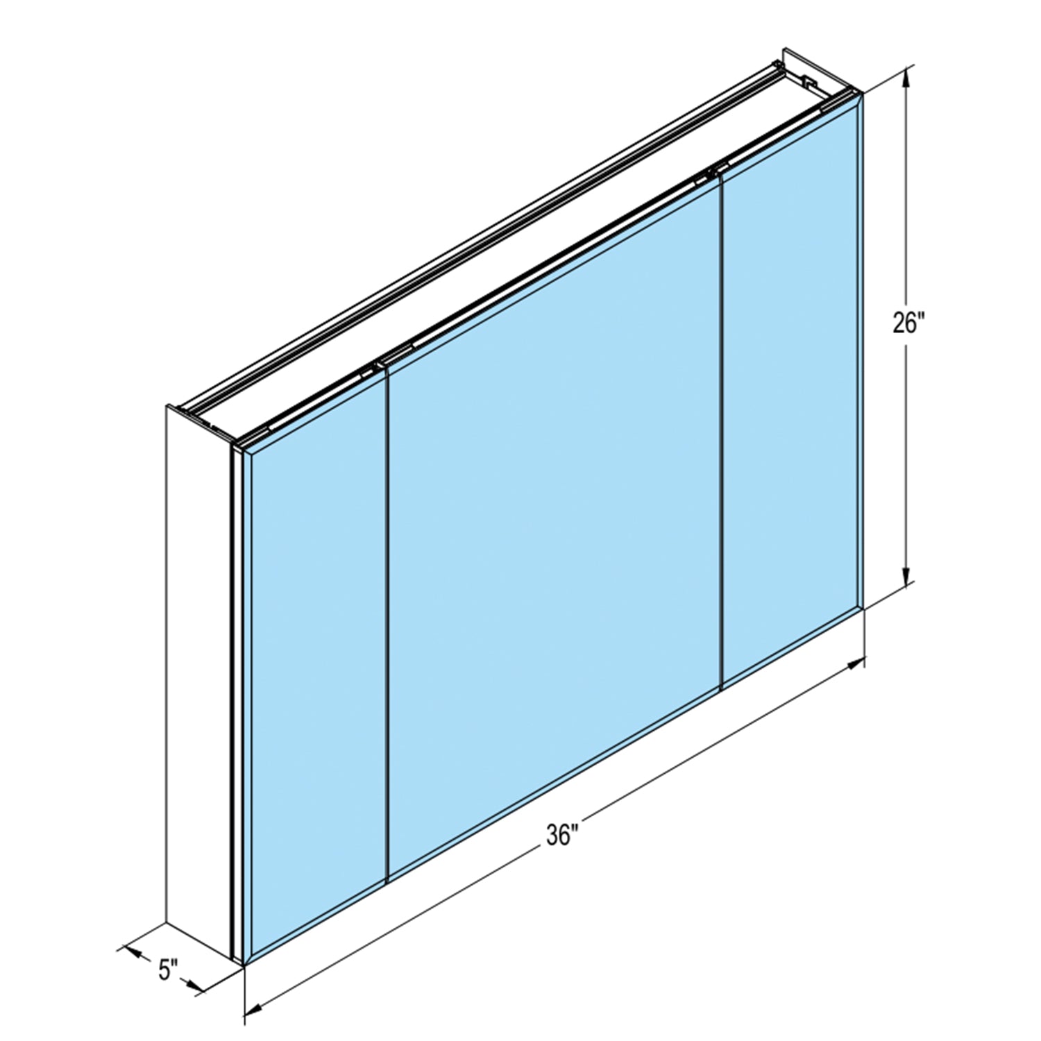 36 x 26 in. Rectangular Silver Aluminum Recessed/Surface Mount Medicine Cabinet with Mirror