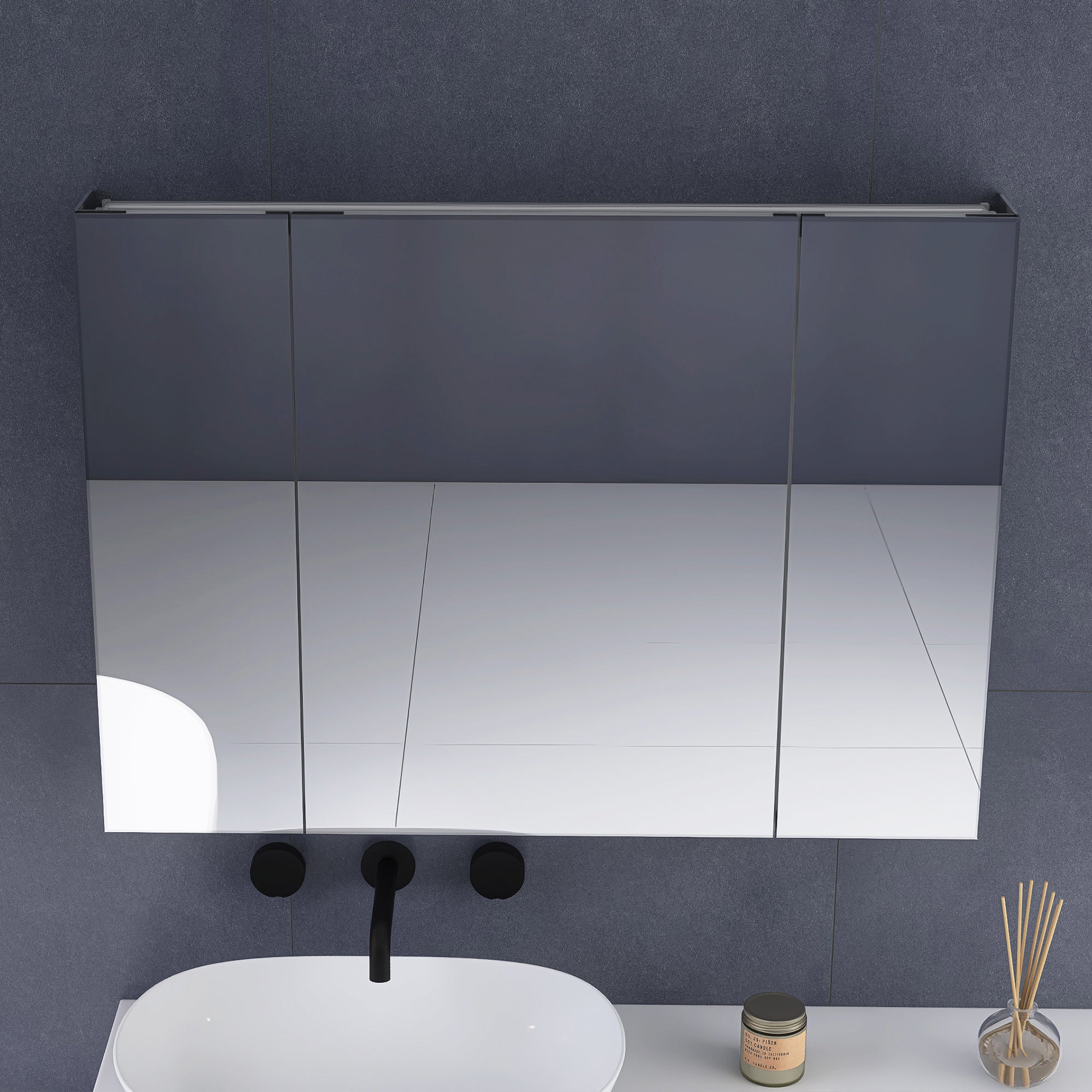 36 x 26 in. Rectangular Silver Aluminum Recessed/Surface Mount Medicine Cabinet with Mirror