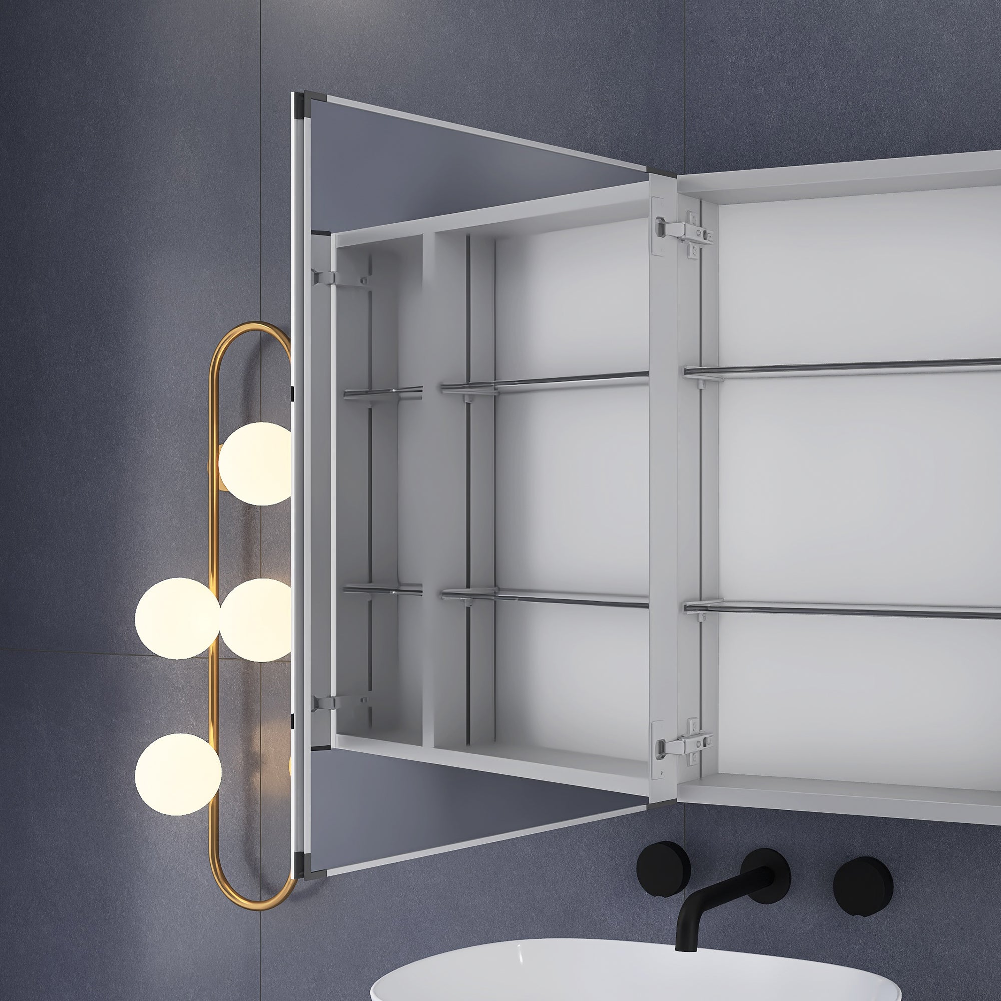 36 x 26 in. Rectangular Silver Aluminum Recessed/Surface Mount Medicine Cabinet with Mirror