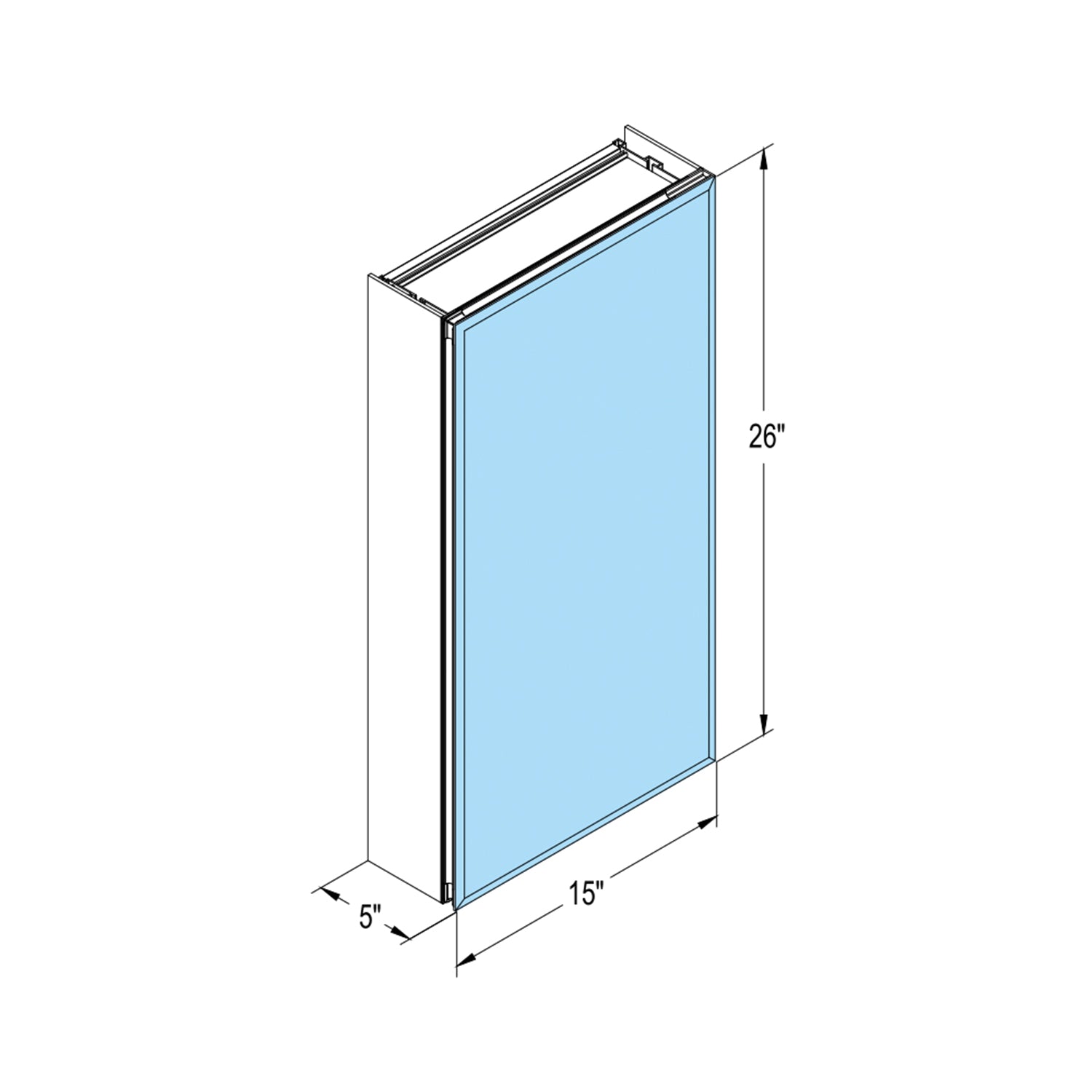 15 x 26 in. Rectangular Silver Aluminum Recessed/Surface Mount Medicine Cabinet with Mirror