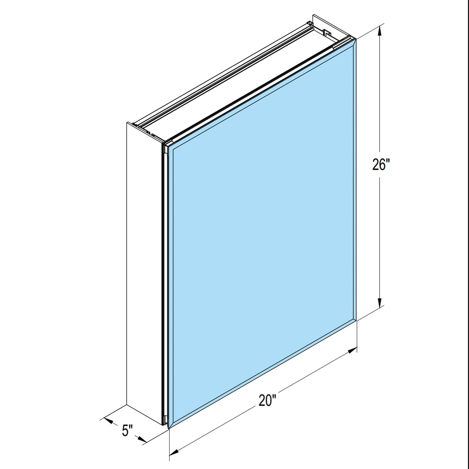 20 x 26 in. Rectangular Silver Aluminum Recessed/Surface Mount Medicine Cabinet with Mirror