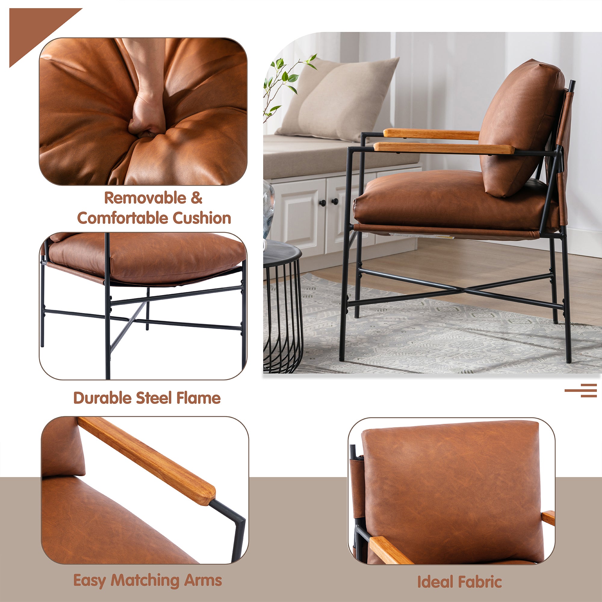 24" Wide Faux Leather Armchair