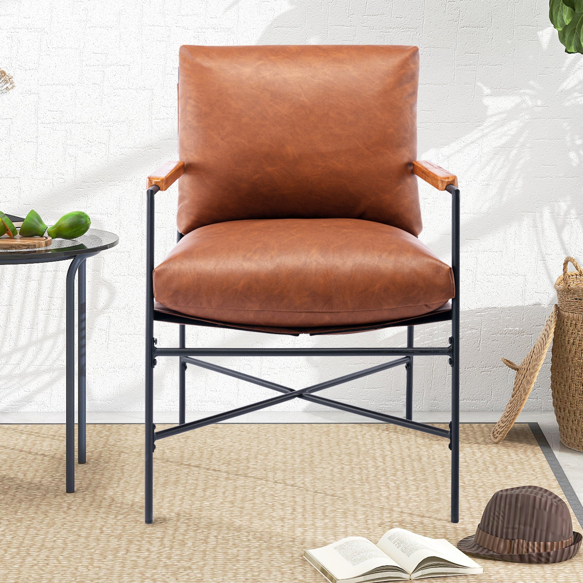 24" Wide Faux Leather Armchair
