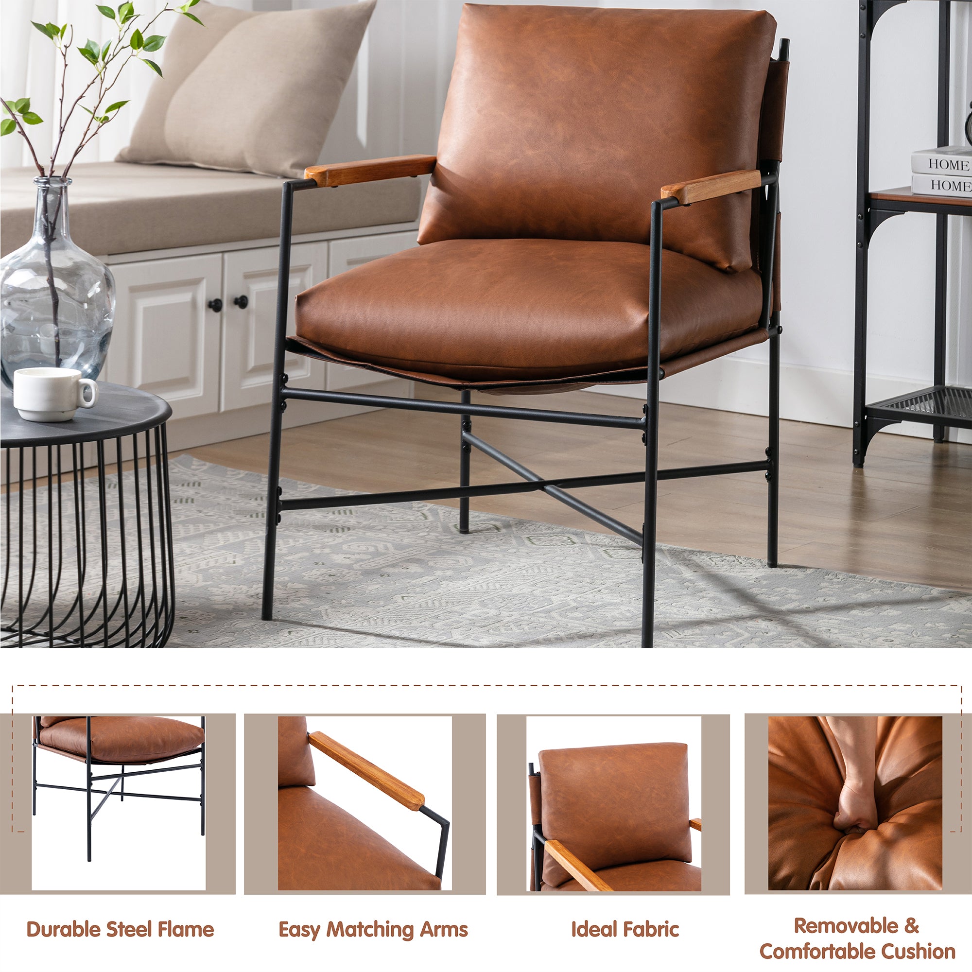 24" Wide Faux Leather Armchair