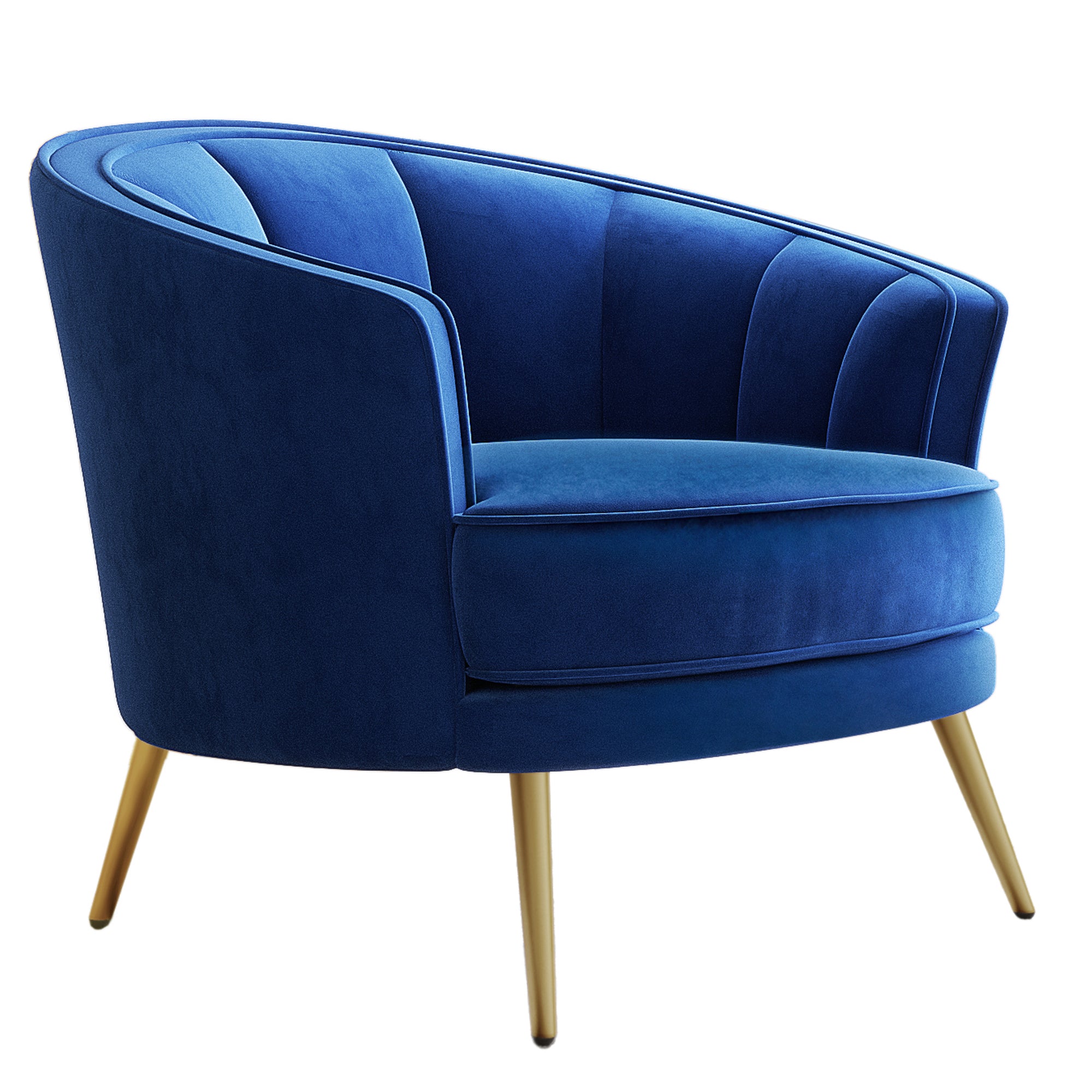 Velvet Barrel Chair with Metal Legs