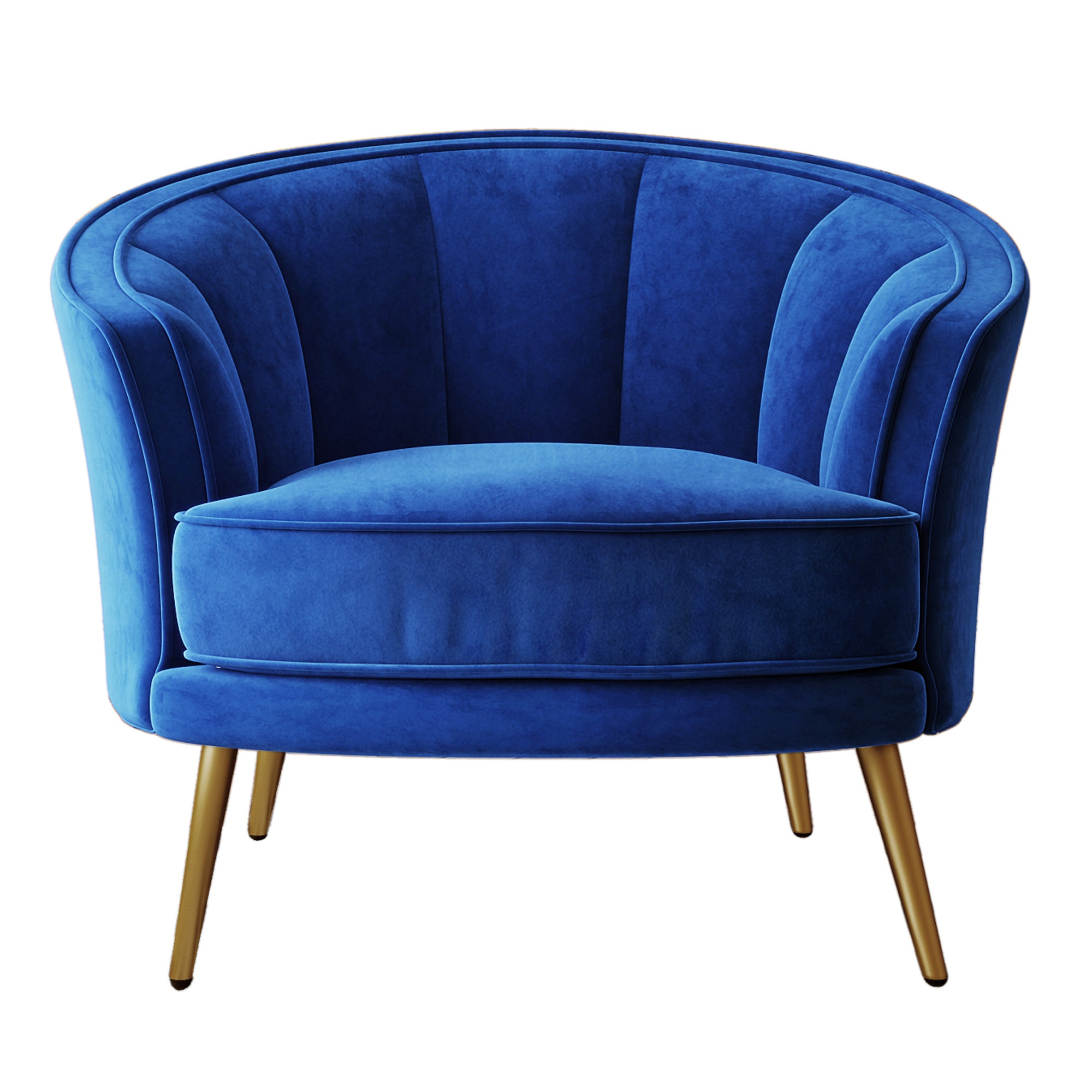 Velvet Barrel Chair with Metal Legs