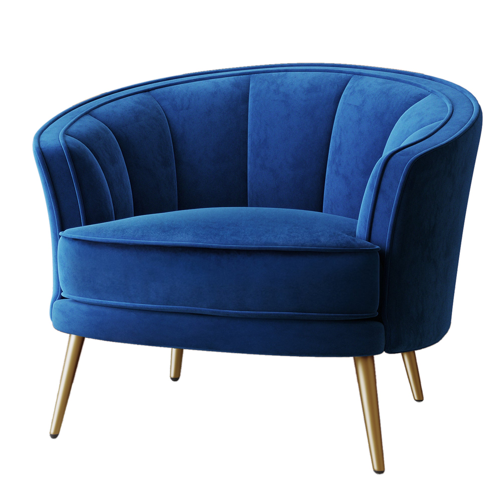 Velvet Barrel Chair with Metal Legs