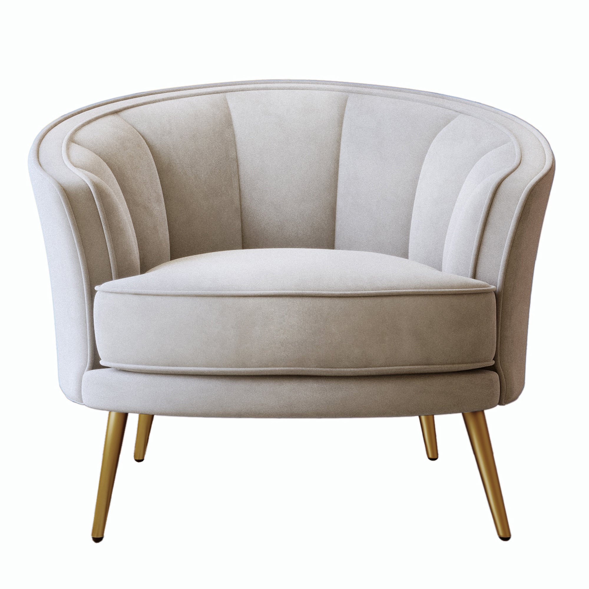 Velvet Barrel Chair with Metal Legs