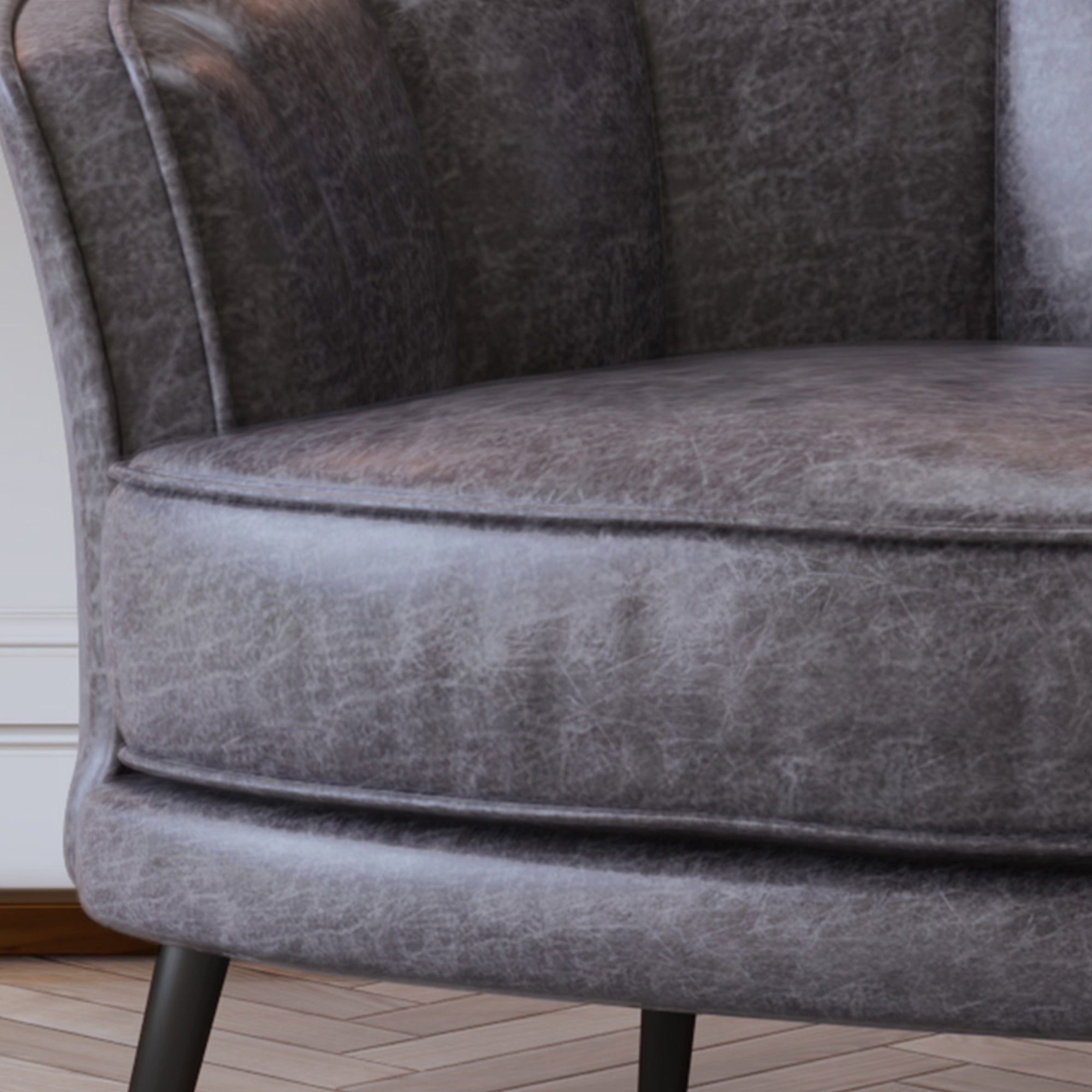 Velvet Barrel Chair with Metal Legs