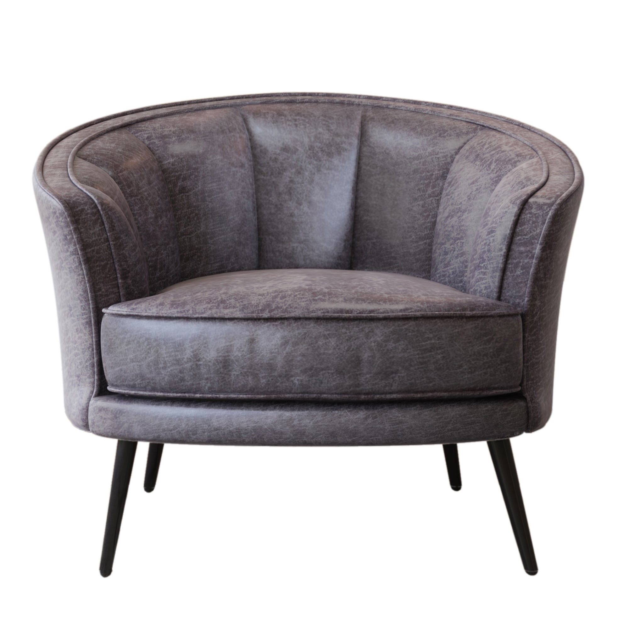 Velvet Barrel Chair with Metal Legs