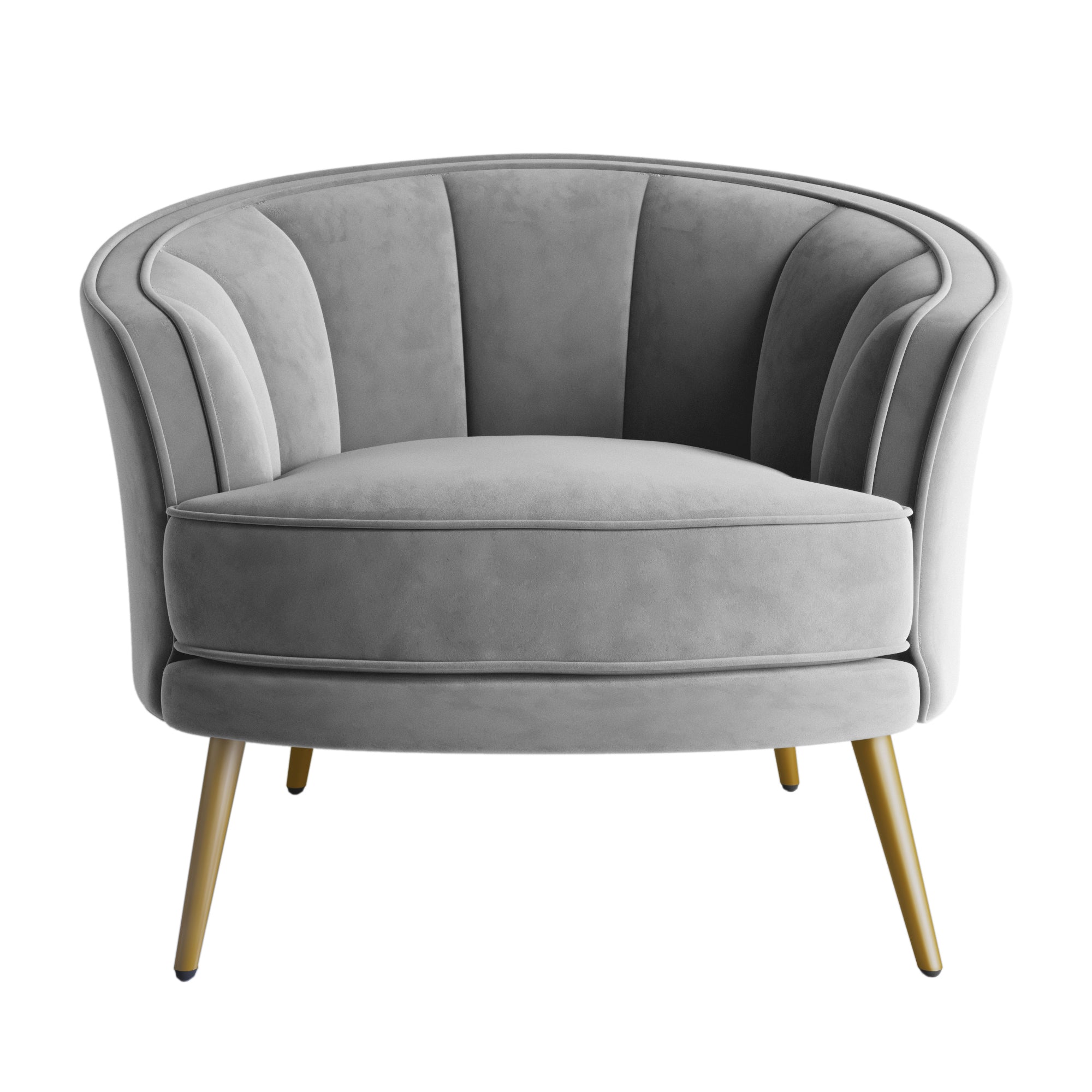 Velvet Barrel Chair with Metal Legs