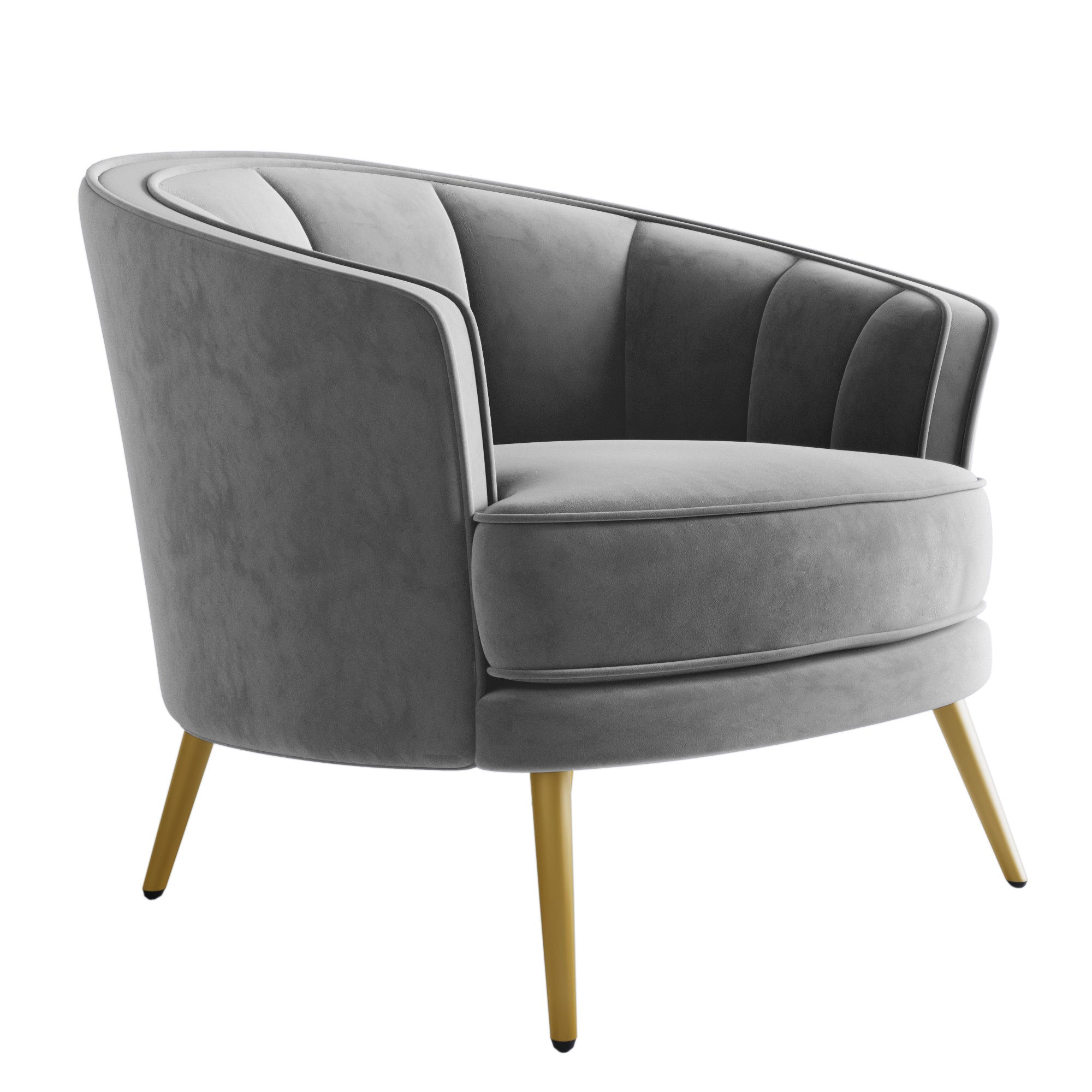 Velvet Barrel Chair with Metal Legs