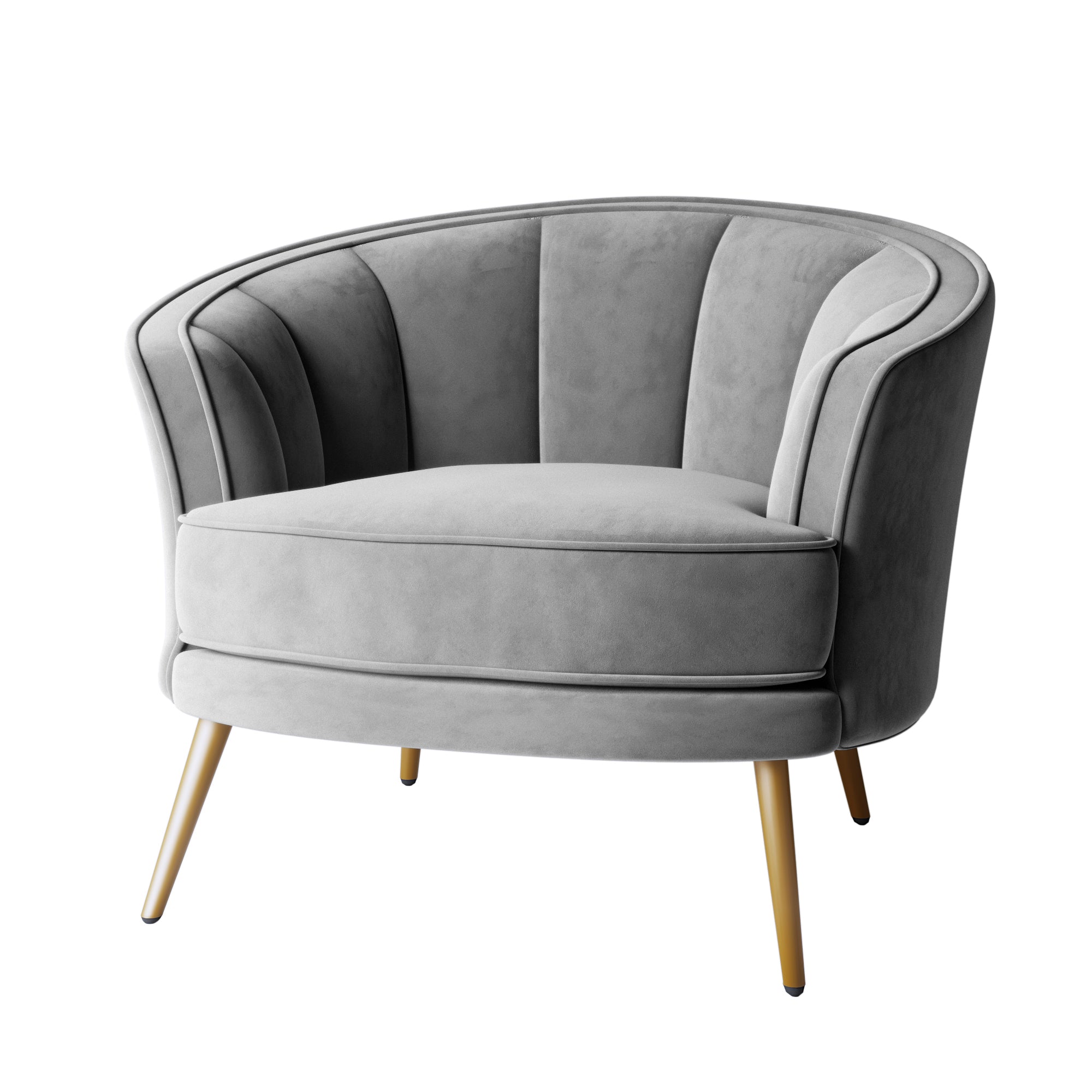 Velvet Barrel Chair with Metal Legs